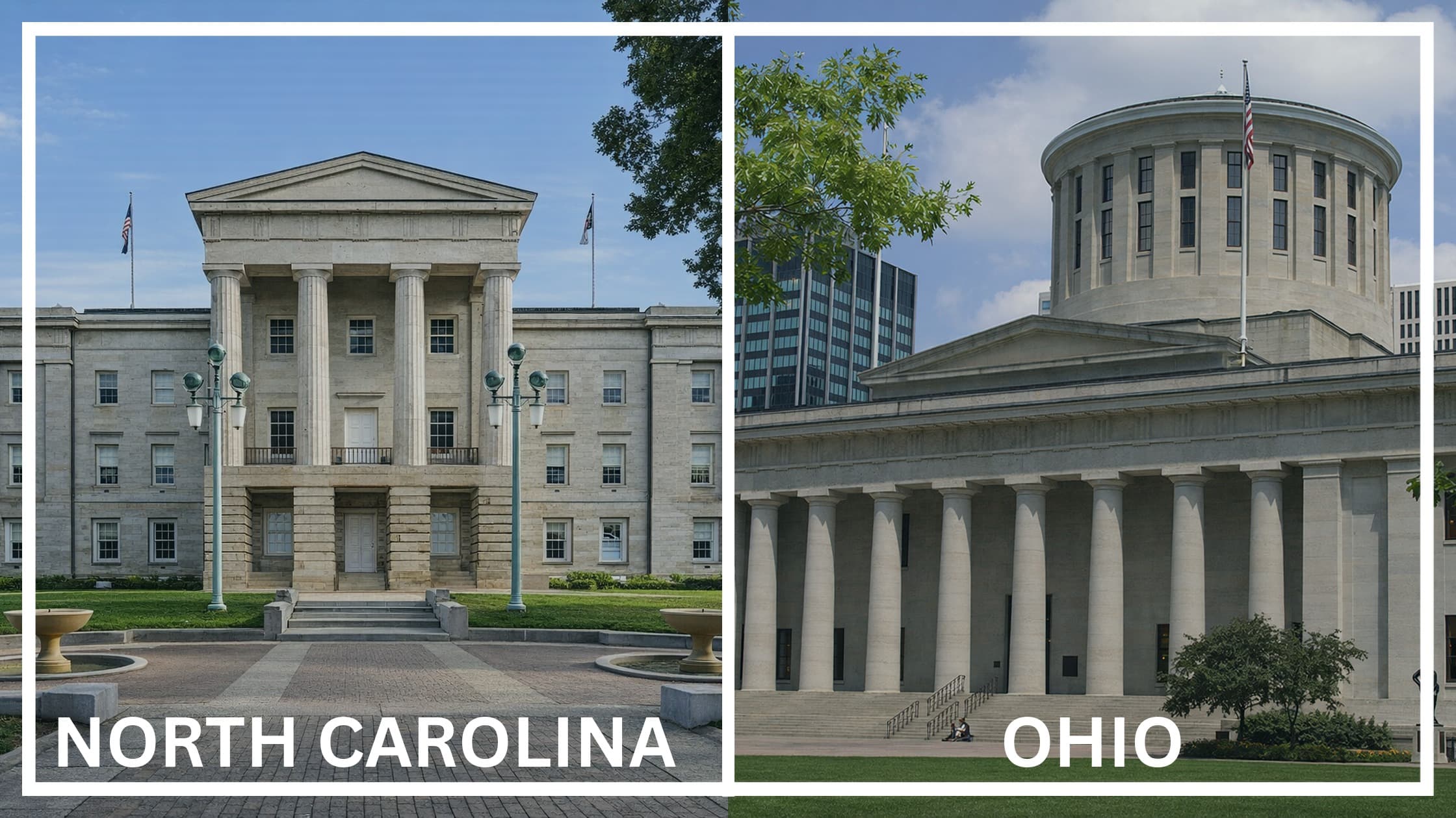 Comparing the state capitol buildings between North Carolina and Ohio.