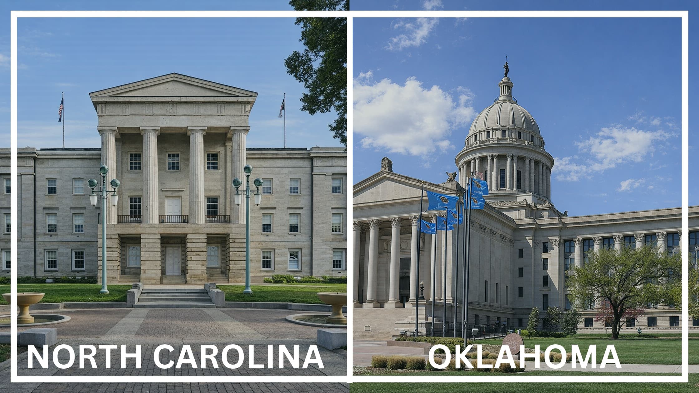 Comparing the state capitol buildings between North Carolina and Oklahoma.