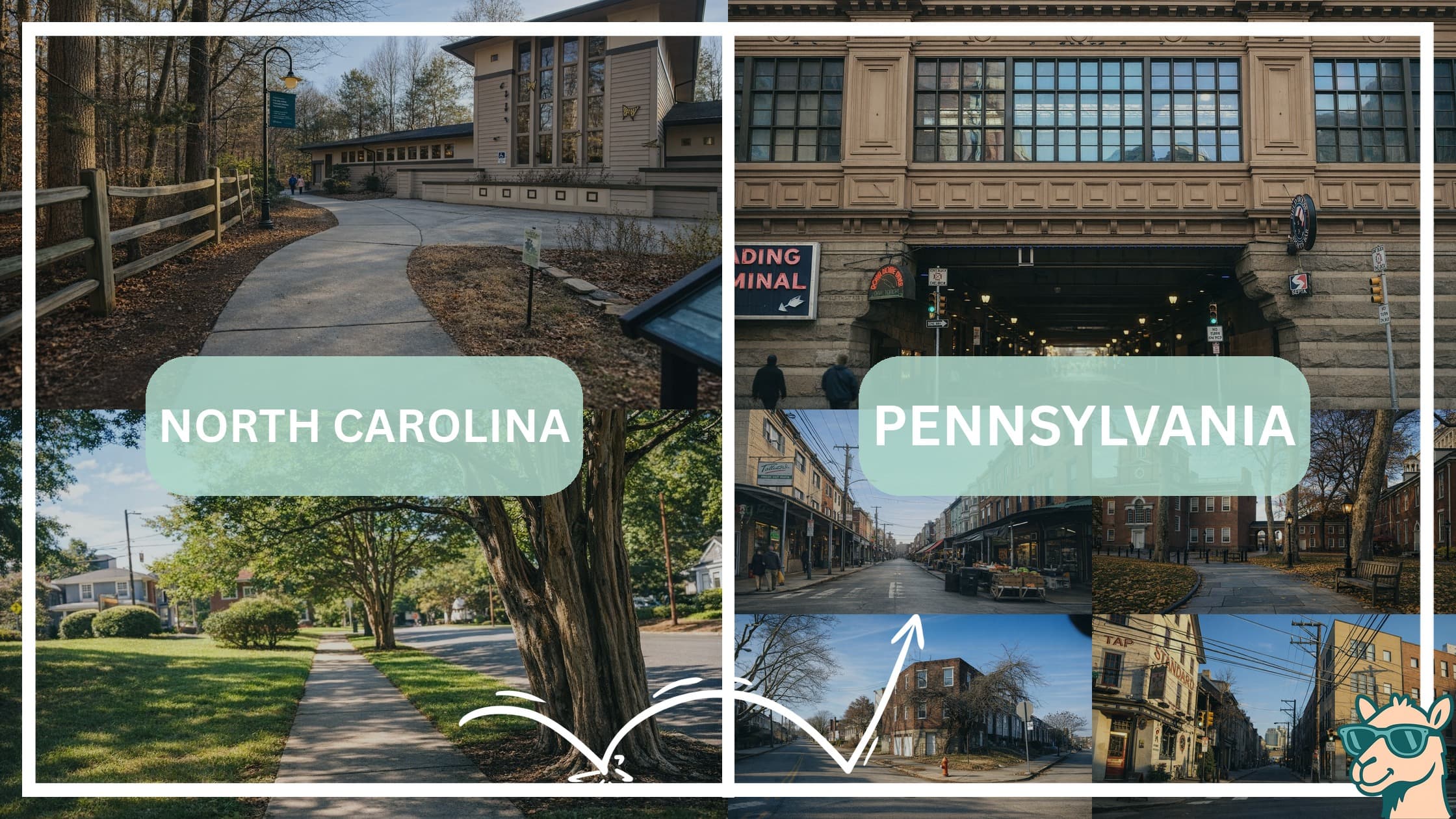 comparison of hotspots between neighborhoods in North Carolina and Pennsylvania