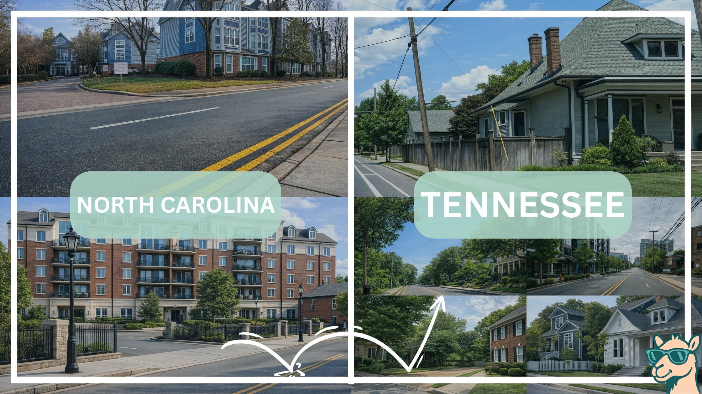 comparison of housing options and types between neighborhoods in North Carolina and Tennessee