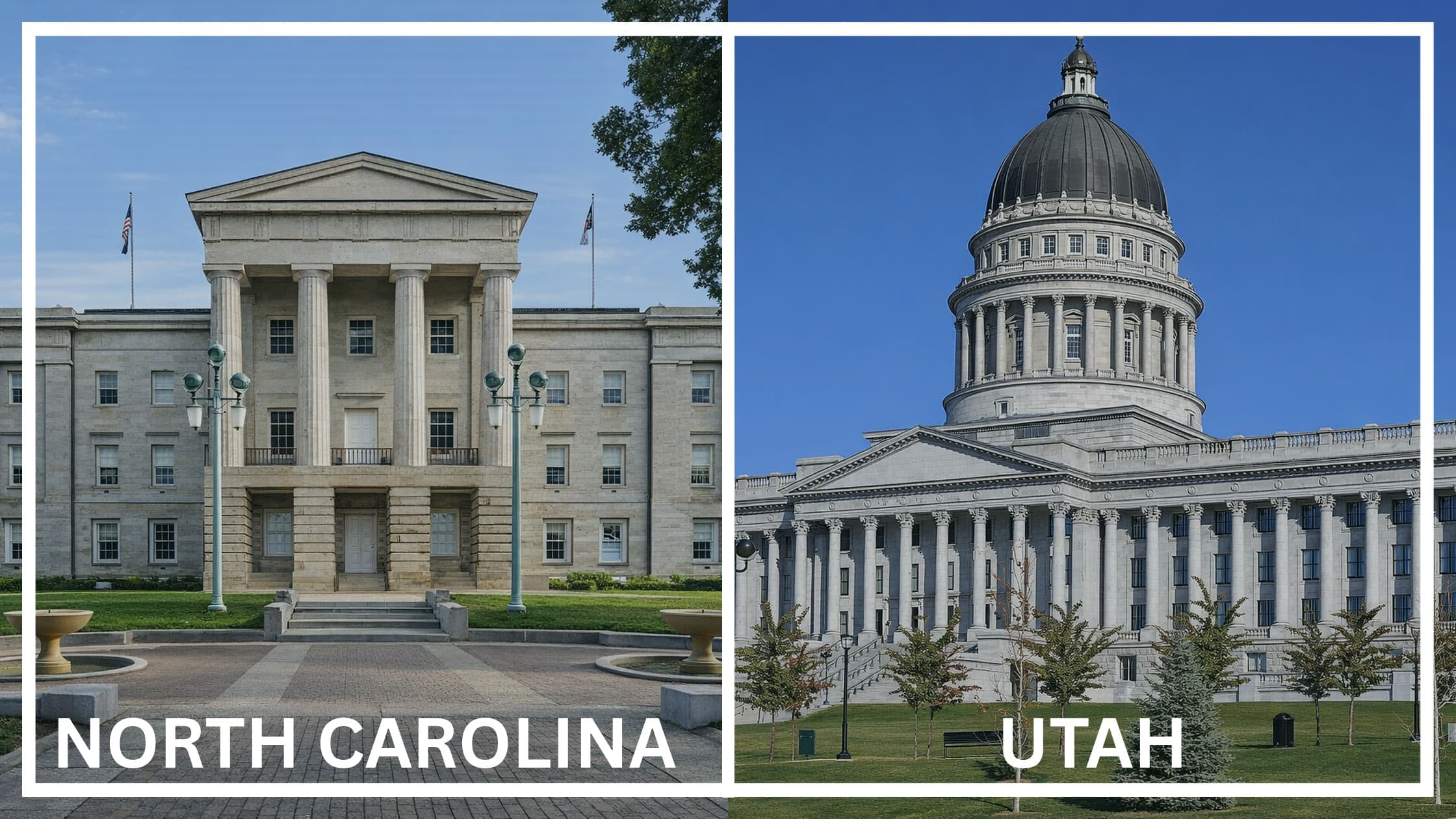 Comparing the state capitol buildings between North Carolina and Utah.