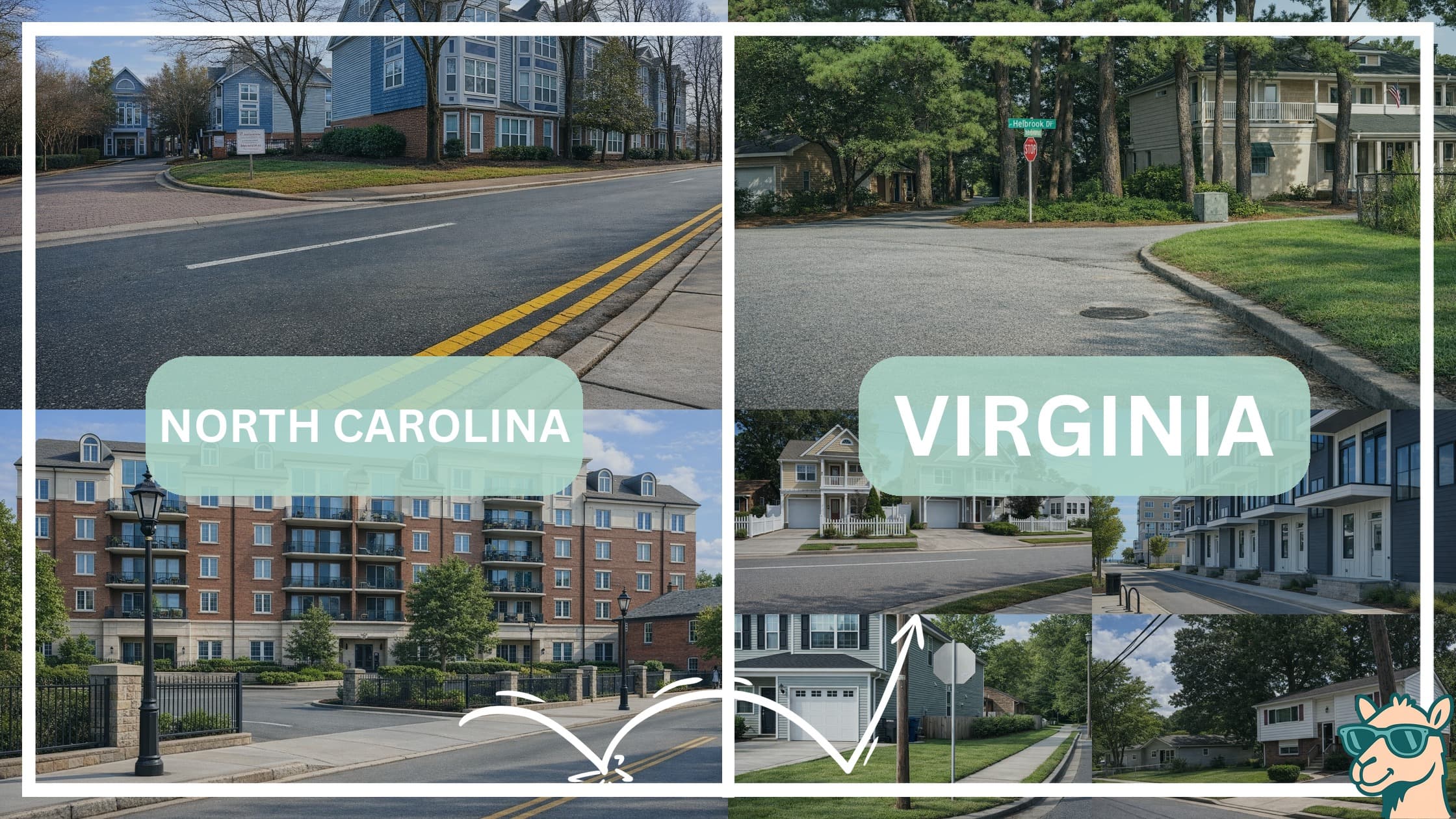 comparison of housing options and types between neighborhoods in North Carolina and Virginia