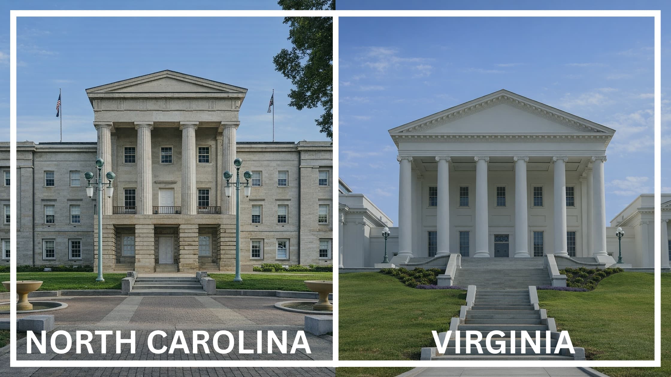 Comparing the state capitol buildings between North Carolina and Virginia.