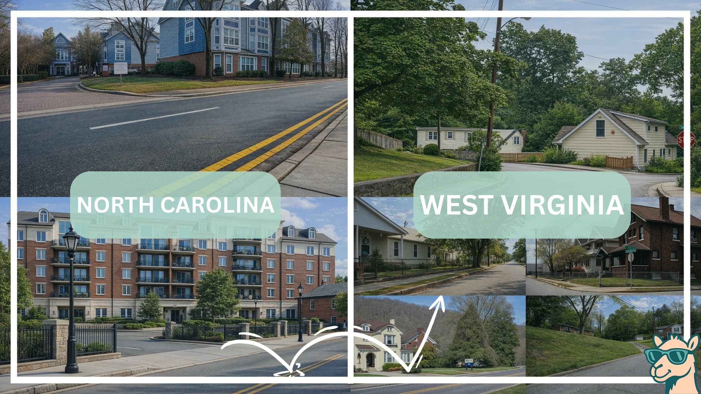 comparison of housing options and types between neighborhoods in North Carolina and West Virginia