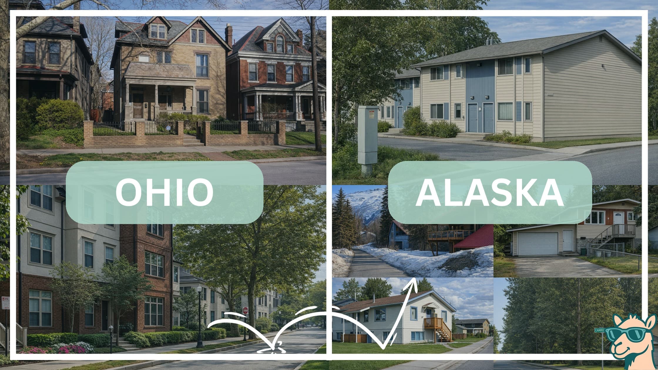 comparison of housing options and types between neighborhoods in Ohio and Alaska