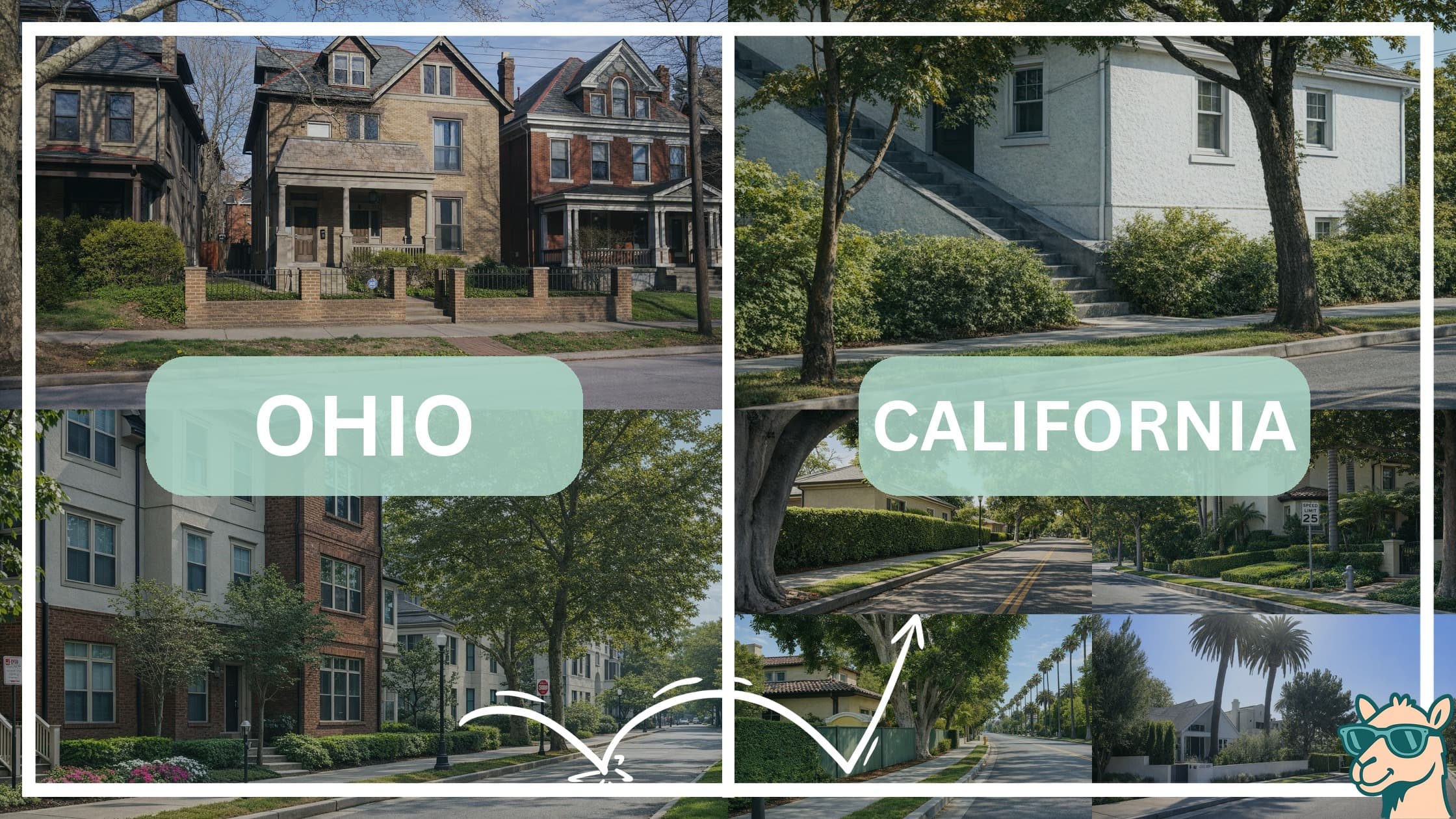 comparison of housing options and types between neighborhoods in Ohio and California
