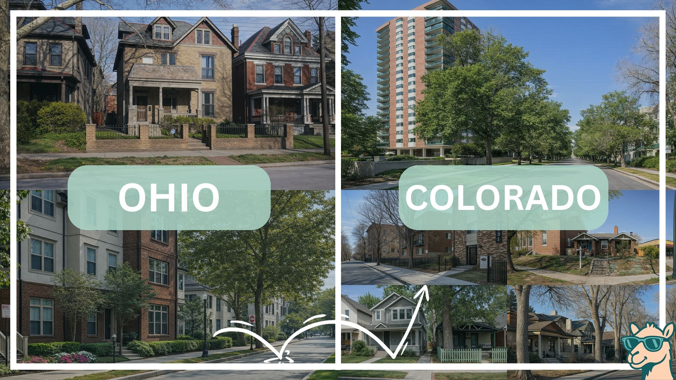 comparison of housing options and types between neighborhoods in Ohio and Colorado