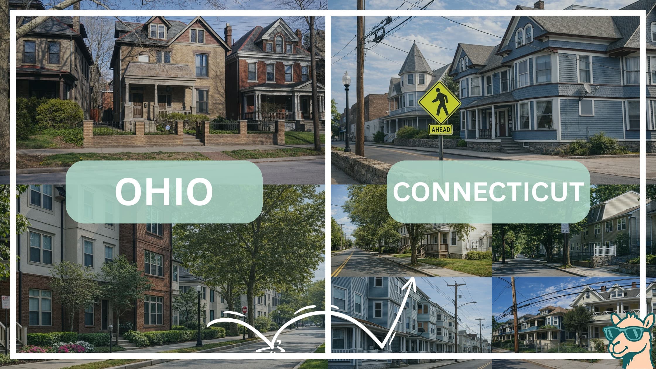 comparison of housing options and types between neighborhoods in Ohio and Connecticut