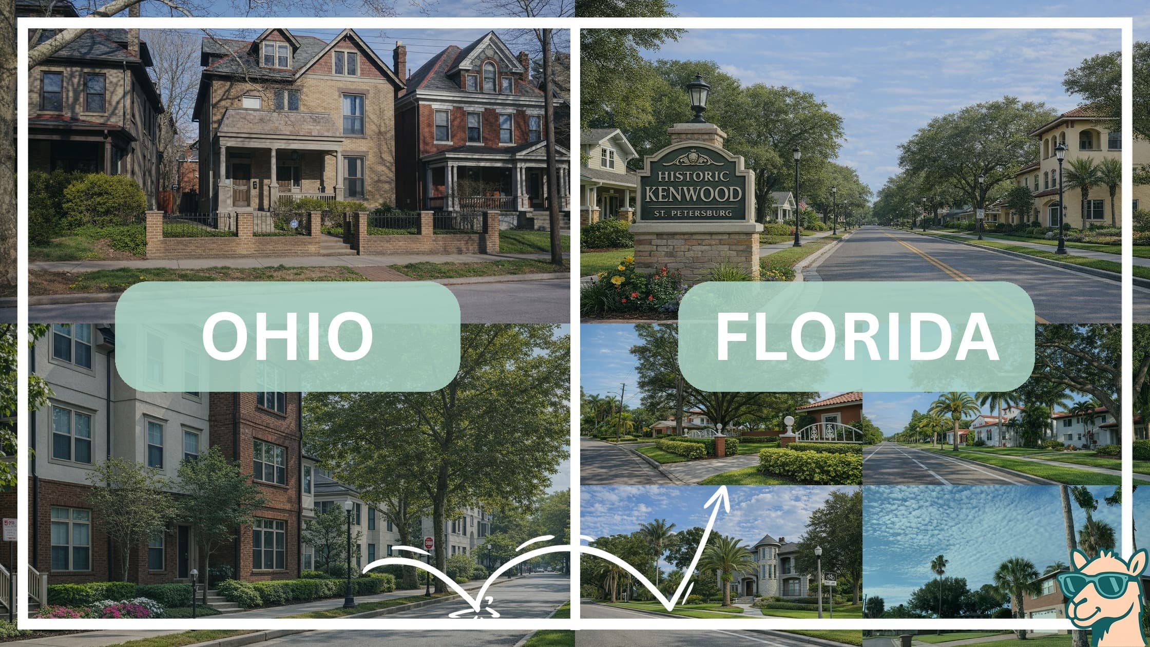 comparison of housing options and types between neighborhoods in Ohio and Florida