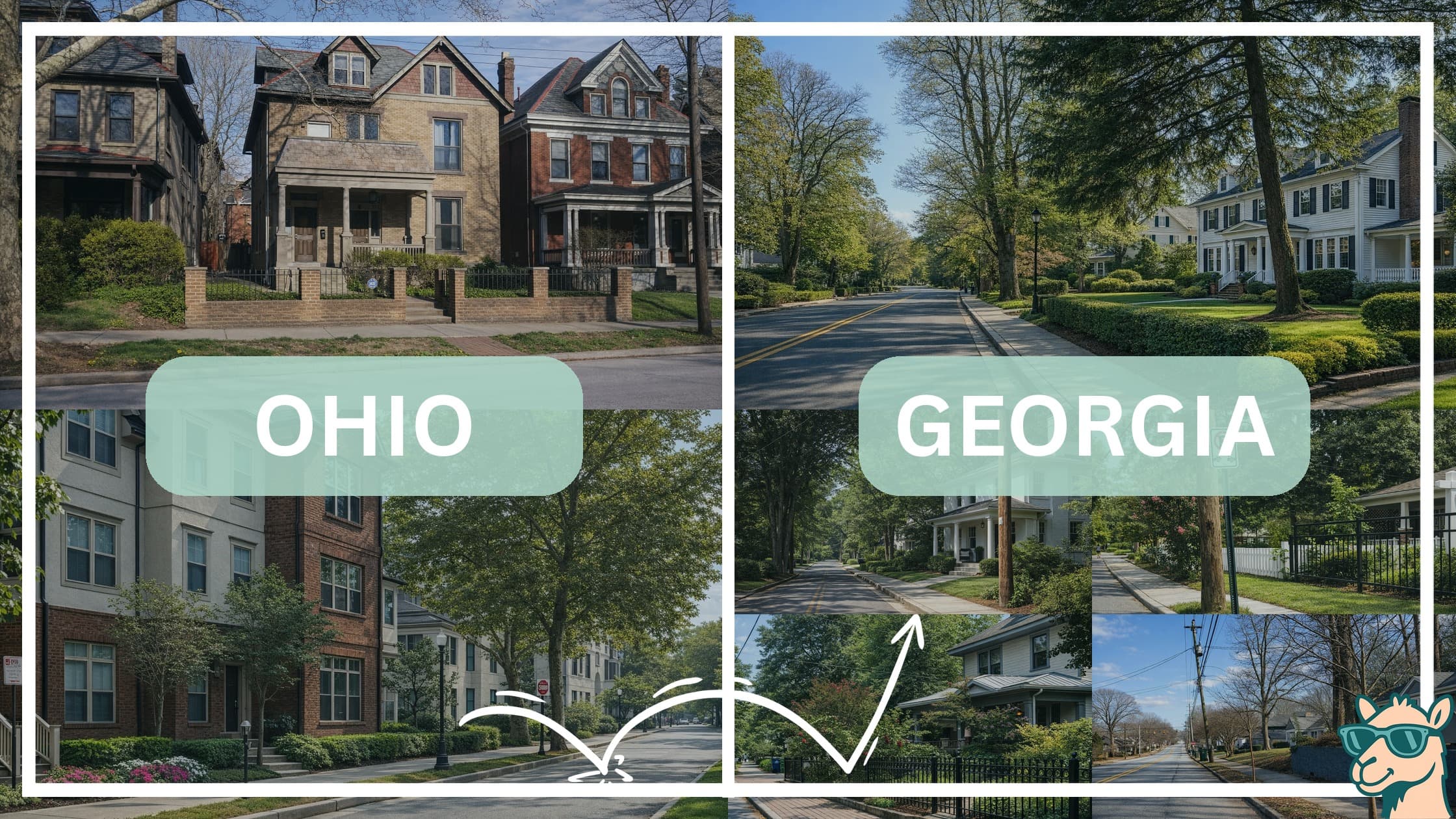 comparison of housing options and types between neighborhoods in Ohio and Georgia