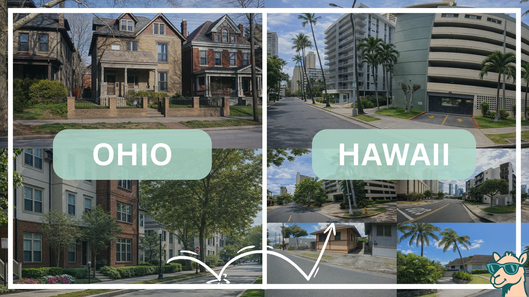 comparison of housing options and types between neighborhoods in Ohio and Hawaii