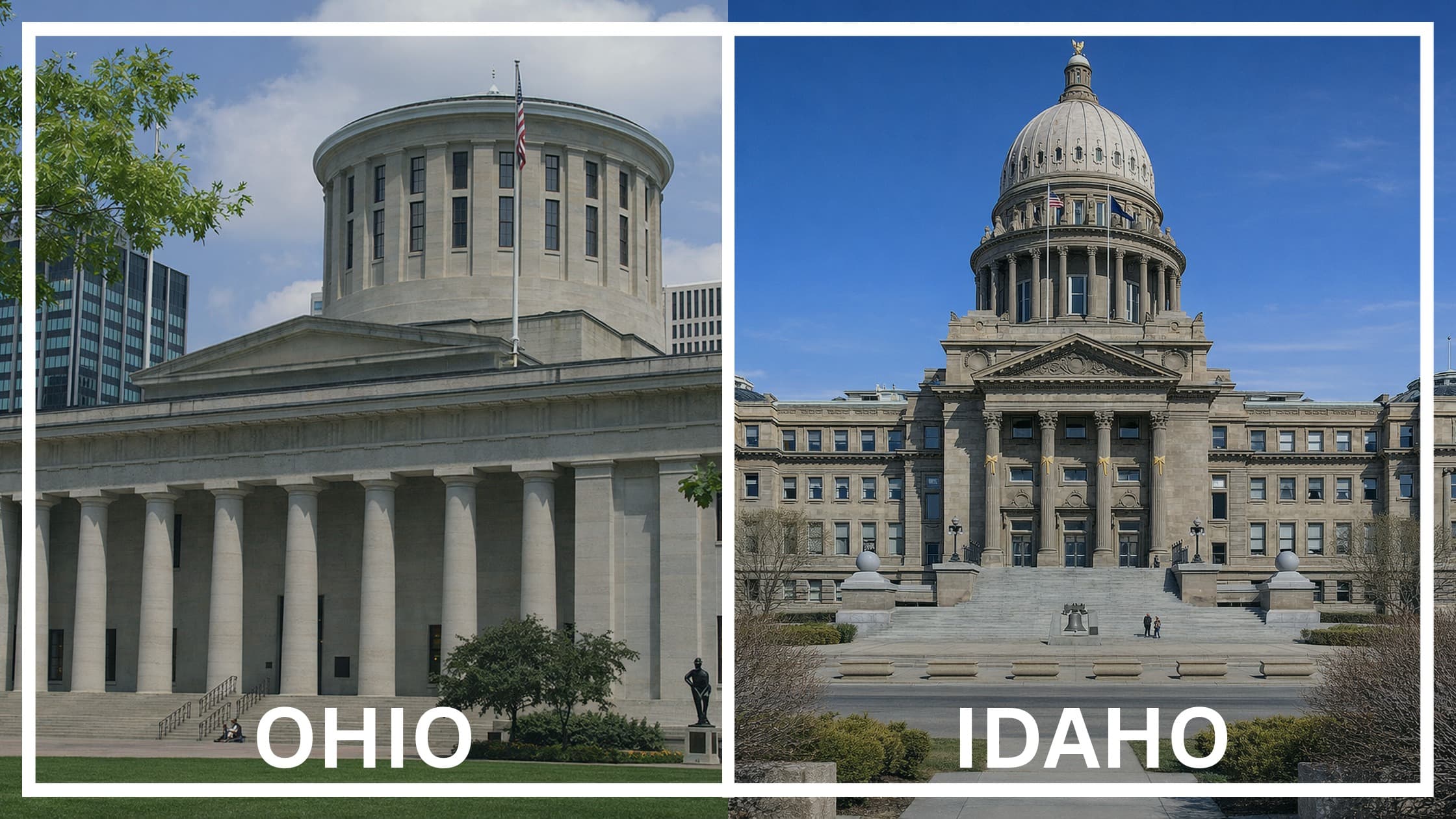 Comparing the state capitol buildings between Ohio and Idaho.