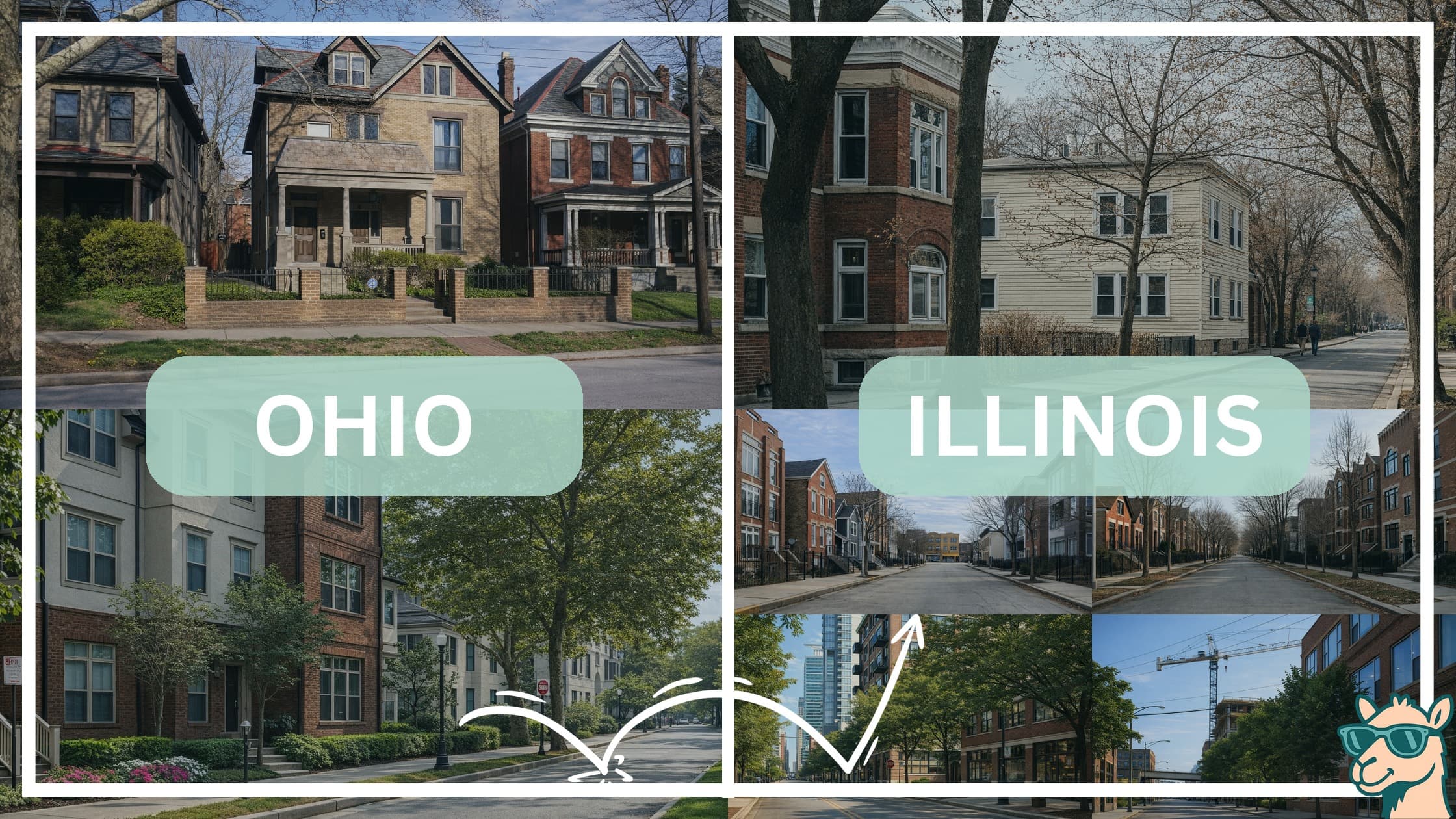 comparison of housing options and types between neighborhoods in Ohio and Illinois