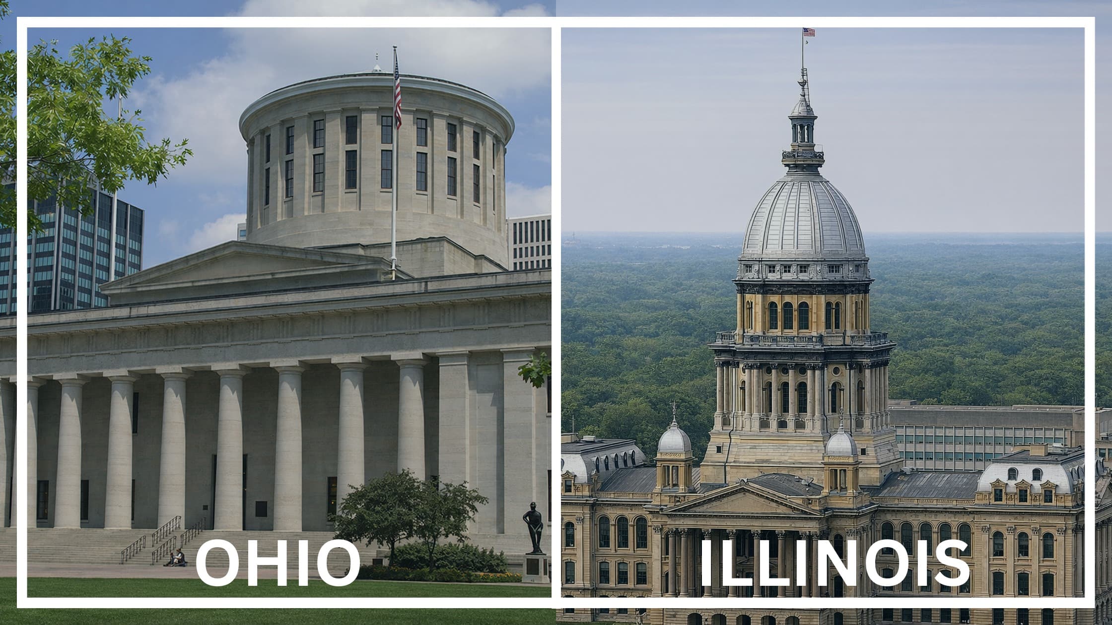 Comparing the state capitol buildings between Ohio and Illinois.