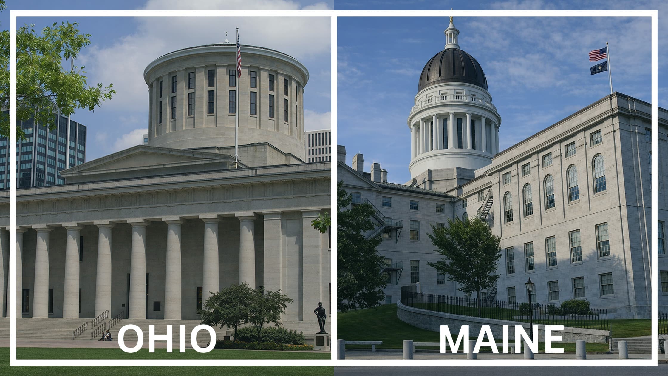 Comparing the state capitol buildings between Ohio and Maine.