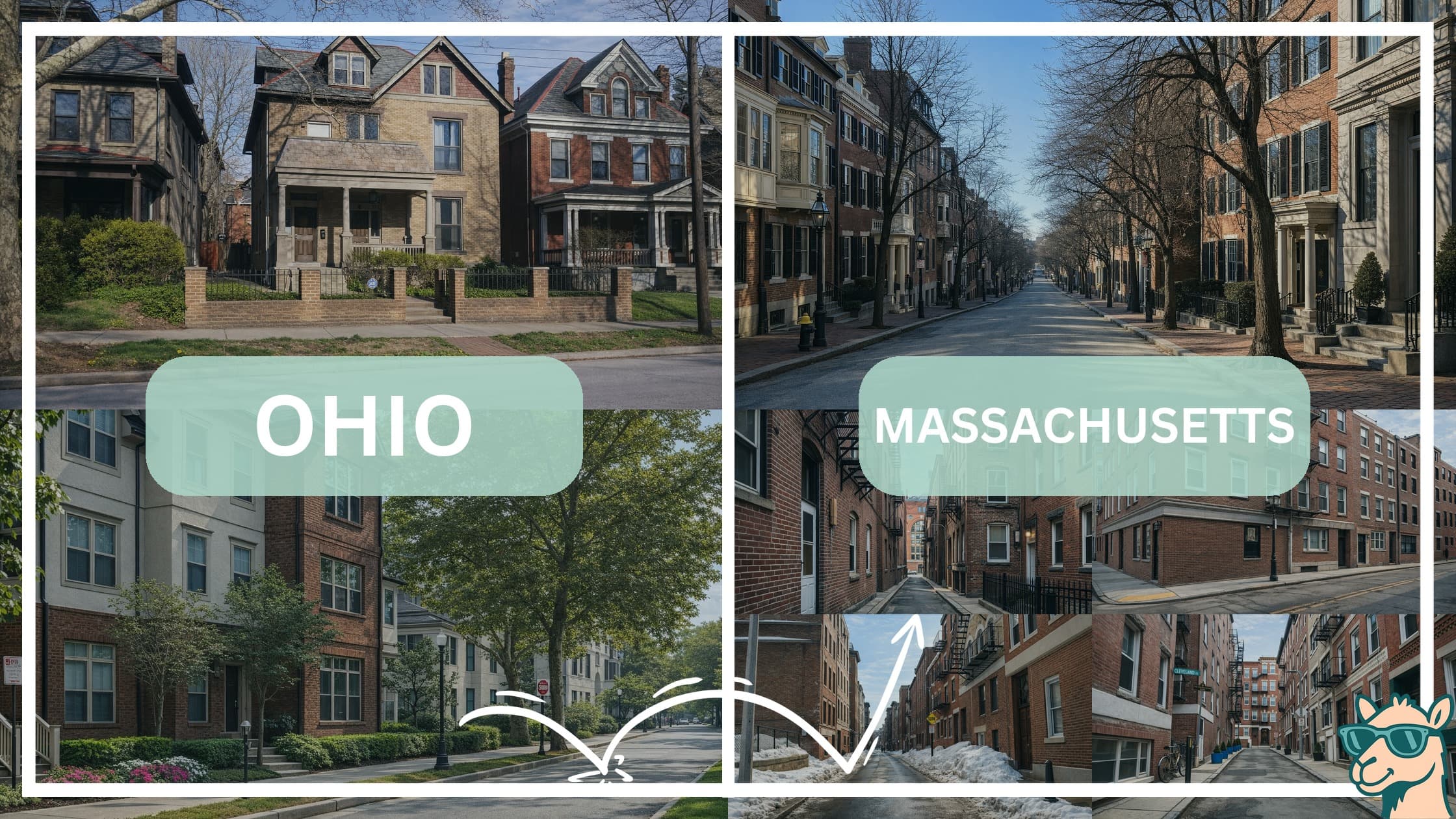comparison of housing options and types between neighborhoods in Ohio and Massachusetts