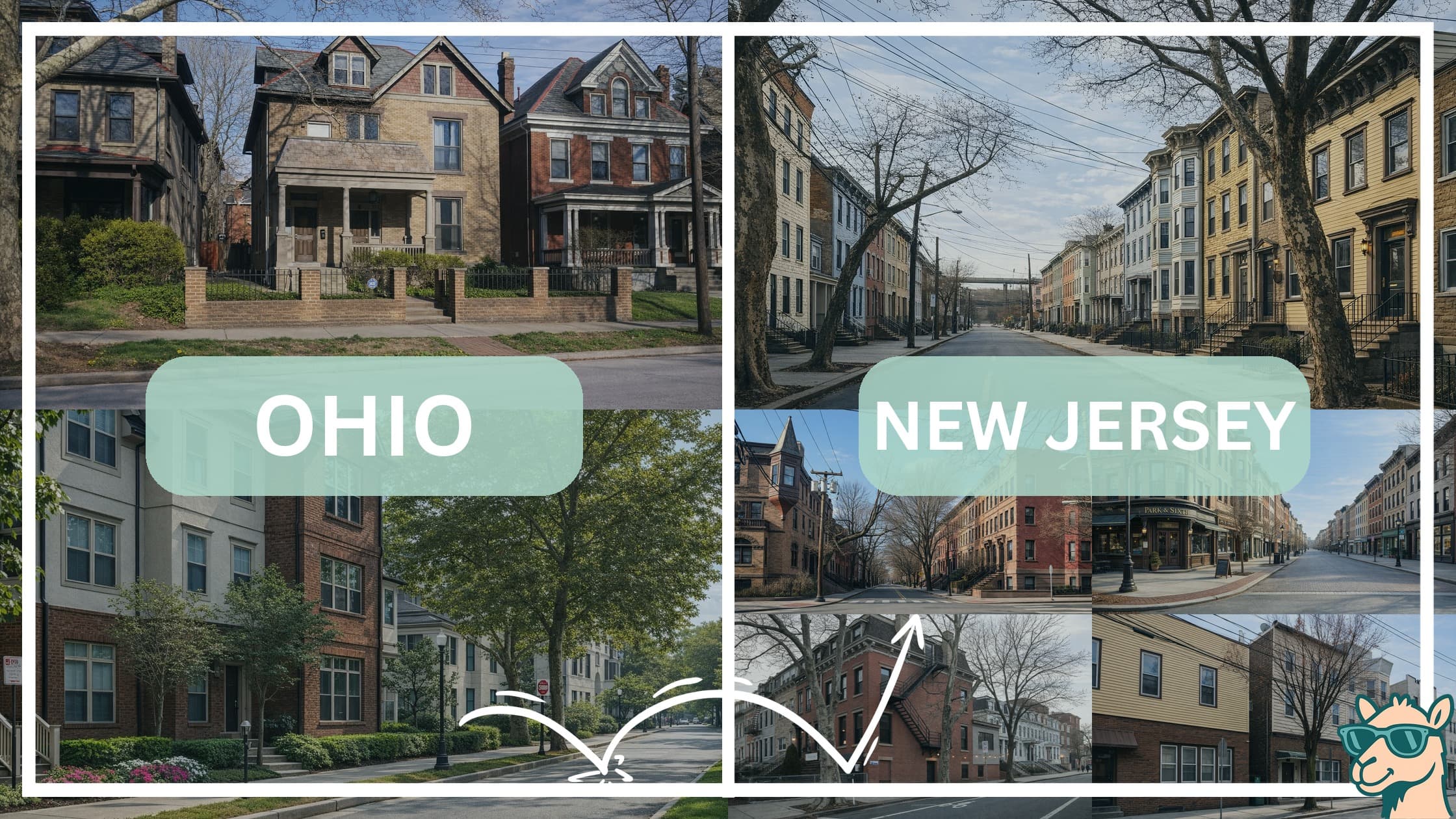 comparison of housing options and types between neighborhoods in Ohio and New Jersey