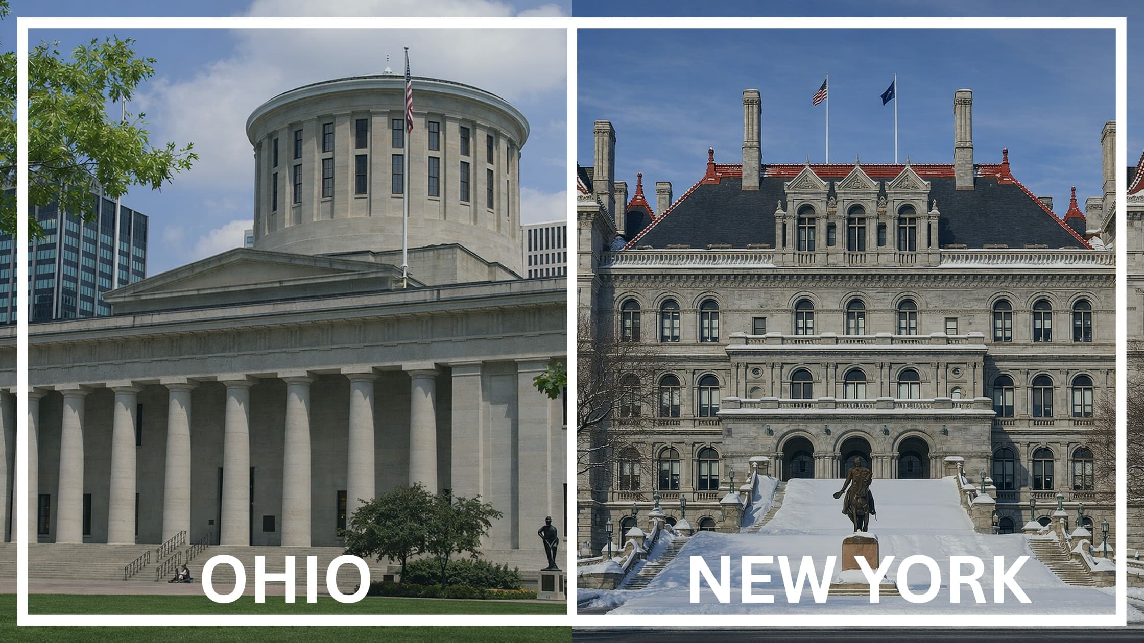 Comparing the state capitol buildings between Ohio and New York.
