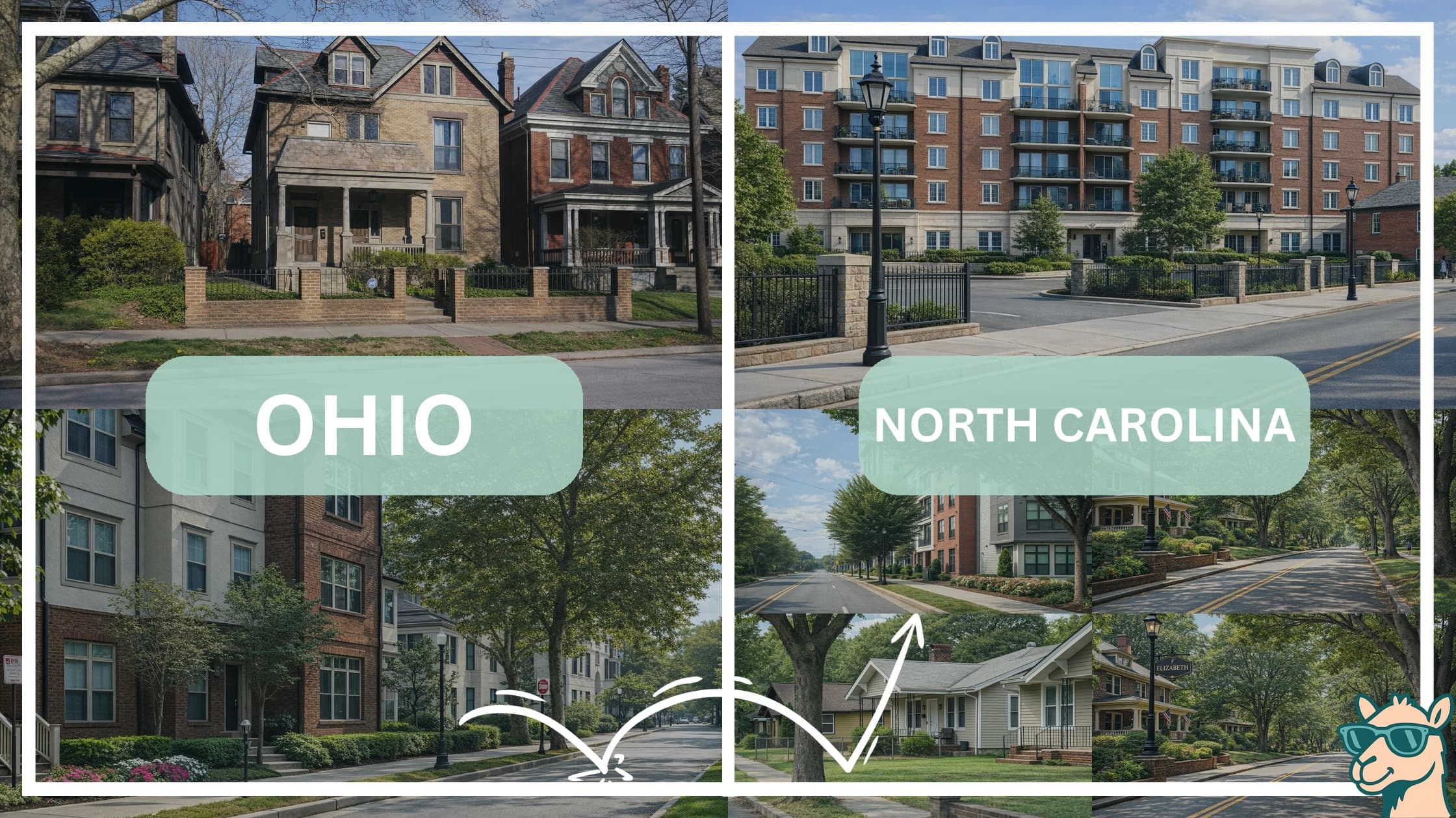 comparison of housing options and types between neighborhoods in Ohio and North Carolina