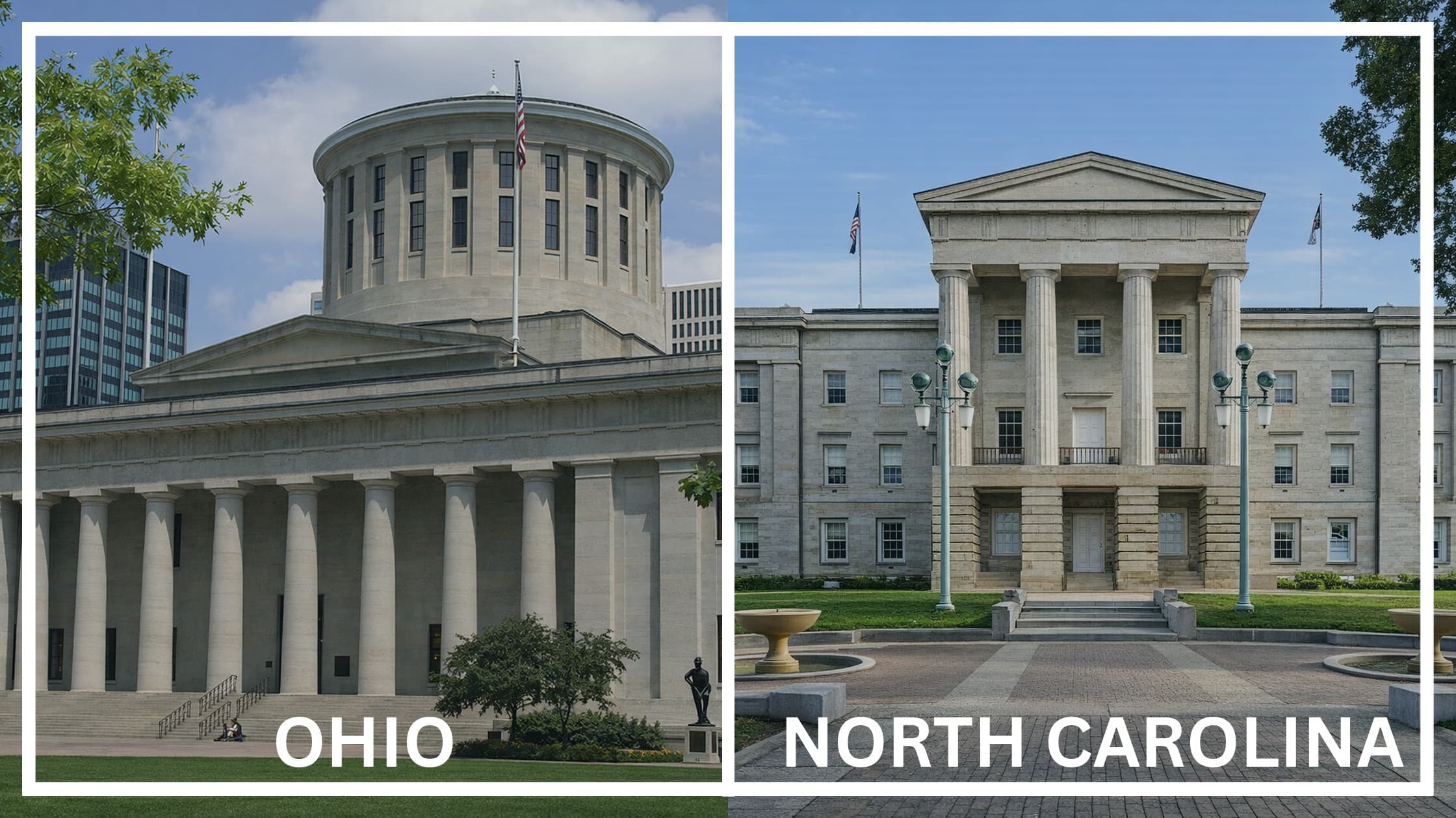 Comparing the state capitol buildings between Ohio and North Carolina.