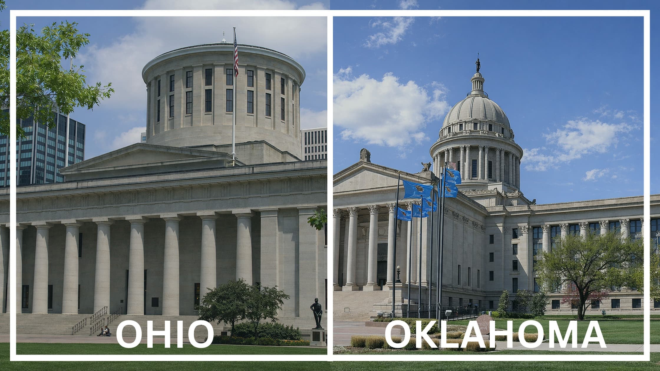 Comparing the state capitol buildings between Ohio and Oklahoma.
