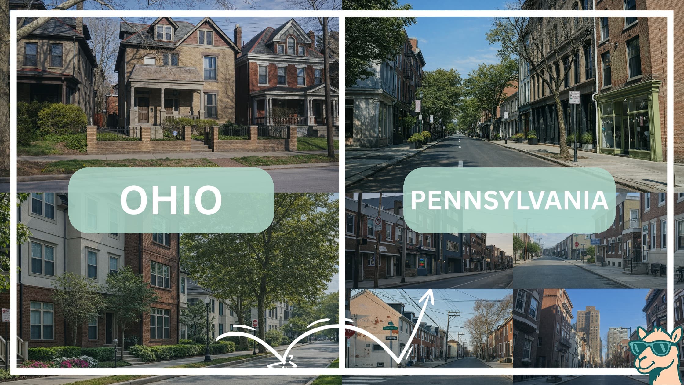 comparison of housing options and types between neighborhoods in Ohio and Pennsylvania