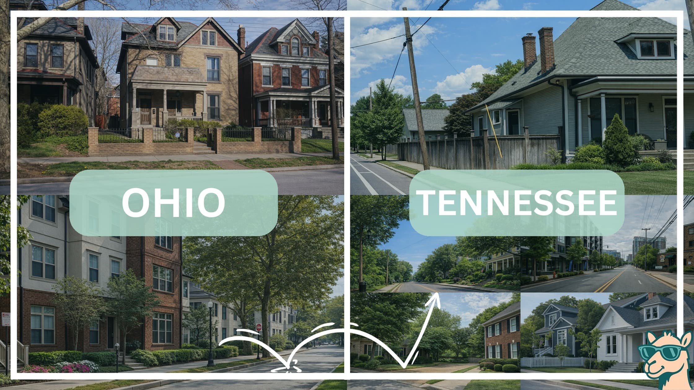comparison of housing options and types between neighborhoods in Ohio and Tennessee