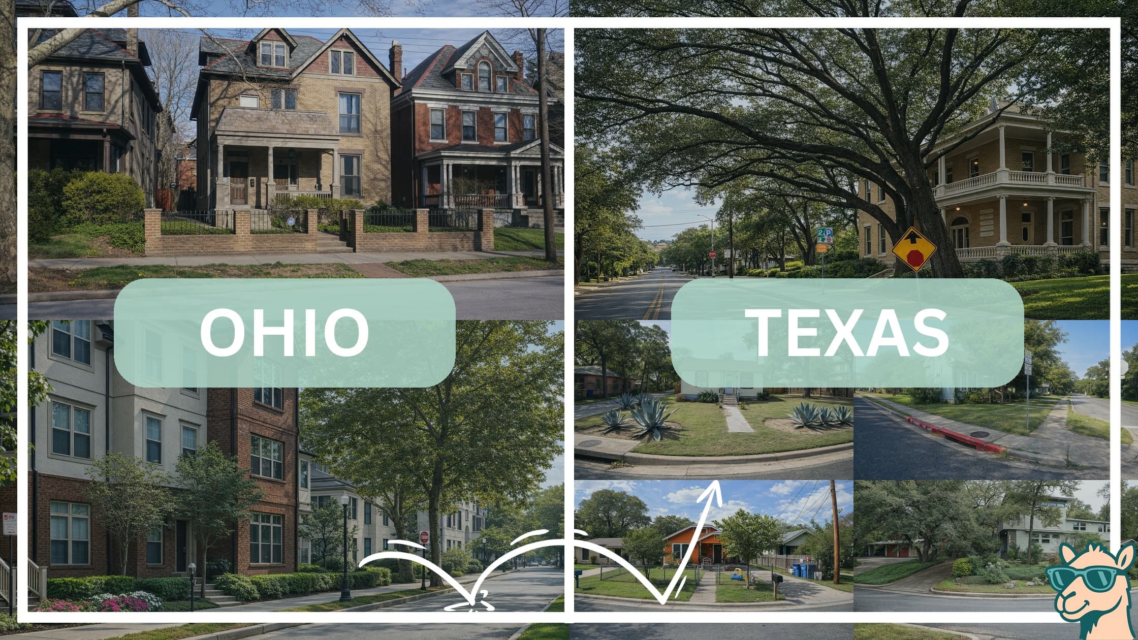 comparison of housing options and types between neighborhoods in Ohio and Texas