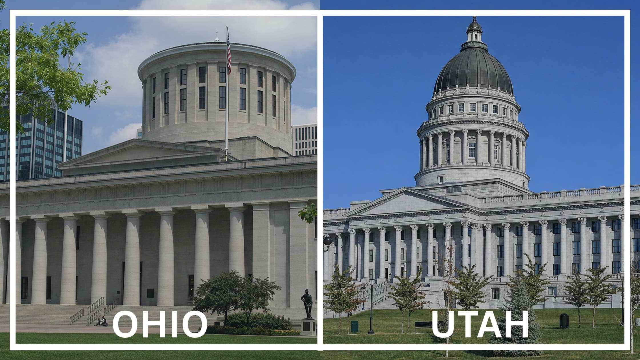 Comparing the state capitol buildings between Ohio and Utah.