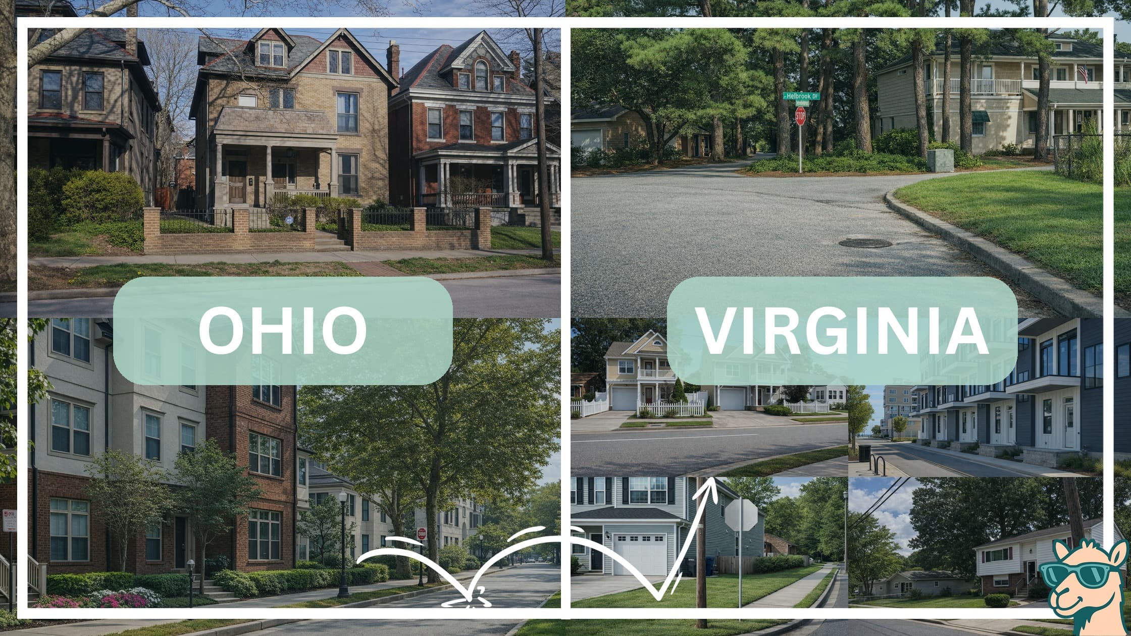 comparison of housing options and types between neighborhoods in Ohio and Virginia