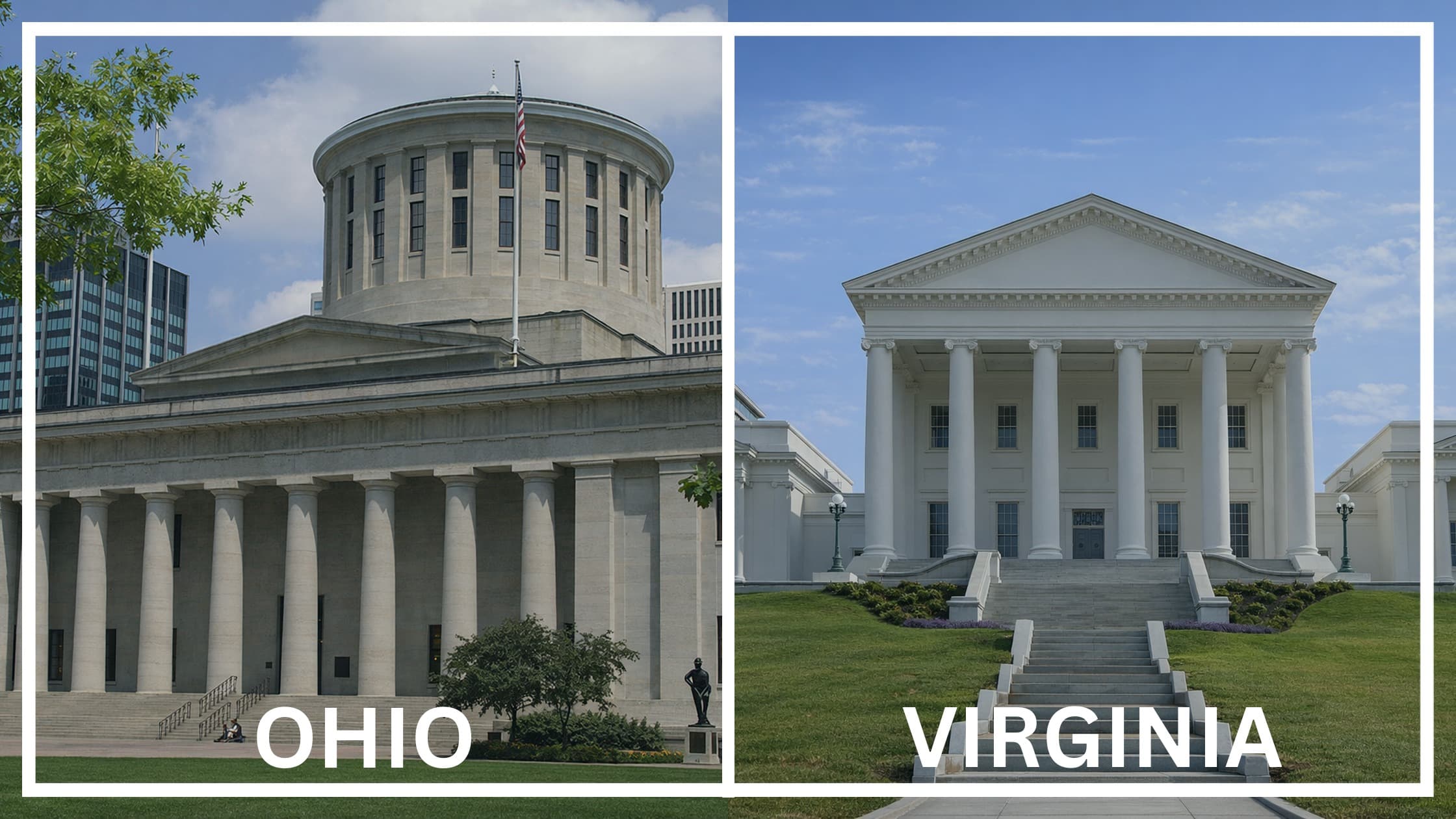 Comparing the state capitol buildings between Ohio and Virginia.