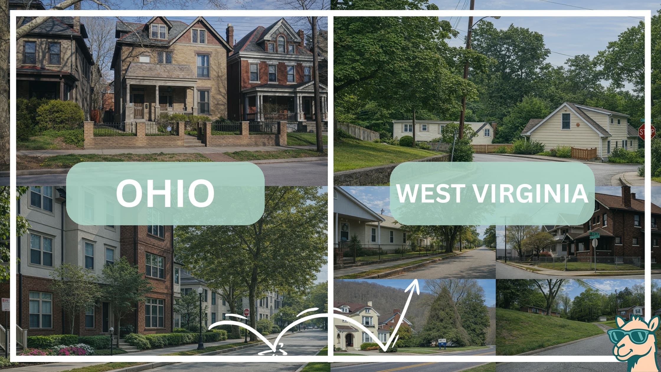 comparison of housing options and types between neighborhoods in Ohio and West Virginia