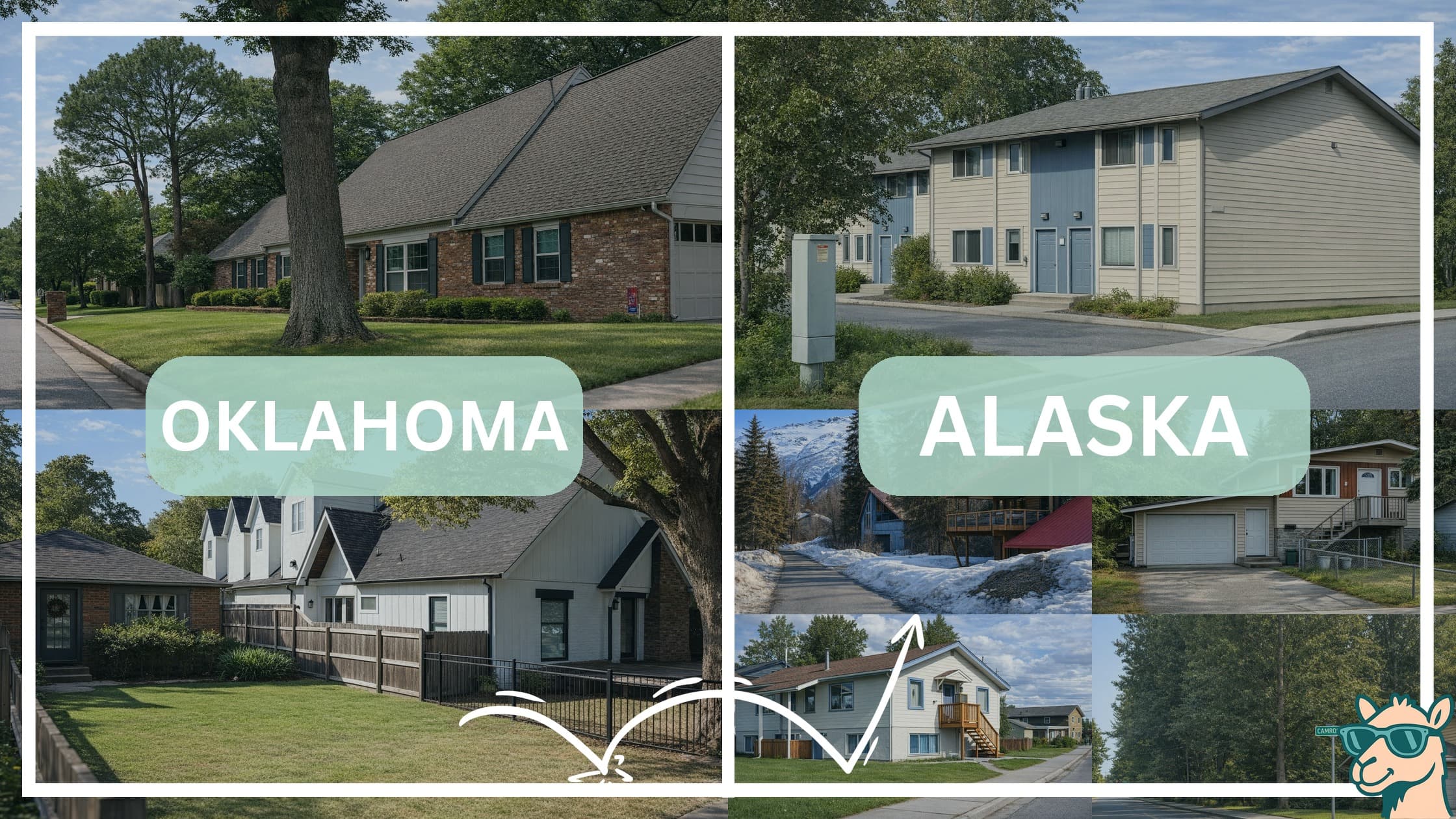 comparison of housing options and types between neighborhoods in Oklahoma and Alaska