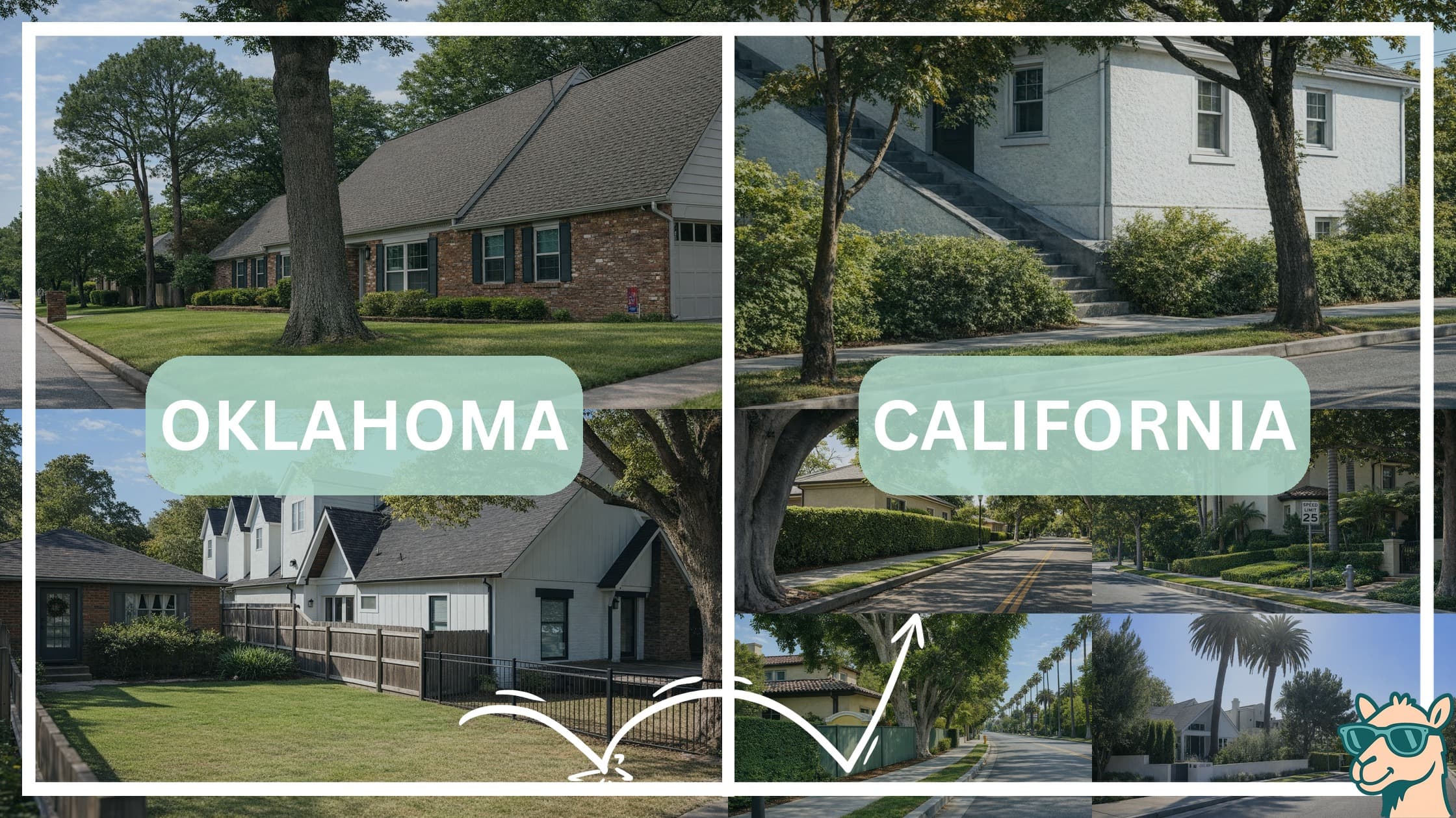 comparison of housing options and types between neighborhoods in Oklahoma and California