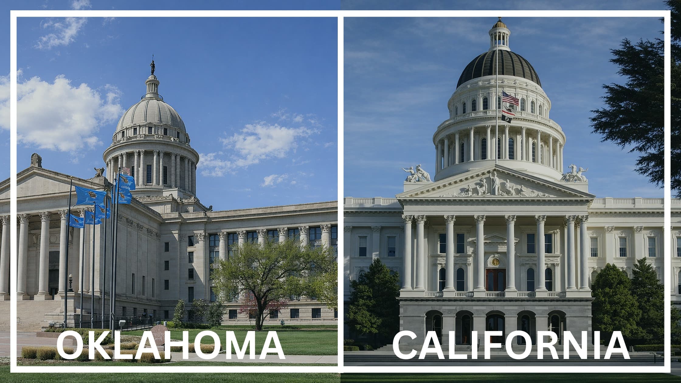 Comparing the state capitol buildings between Oklahoma and California.