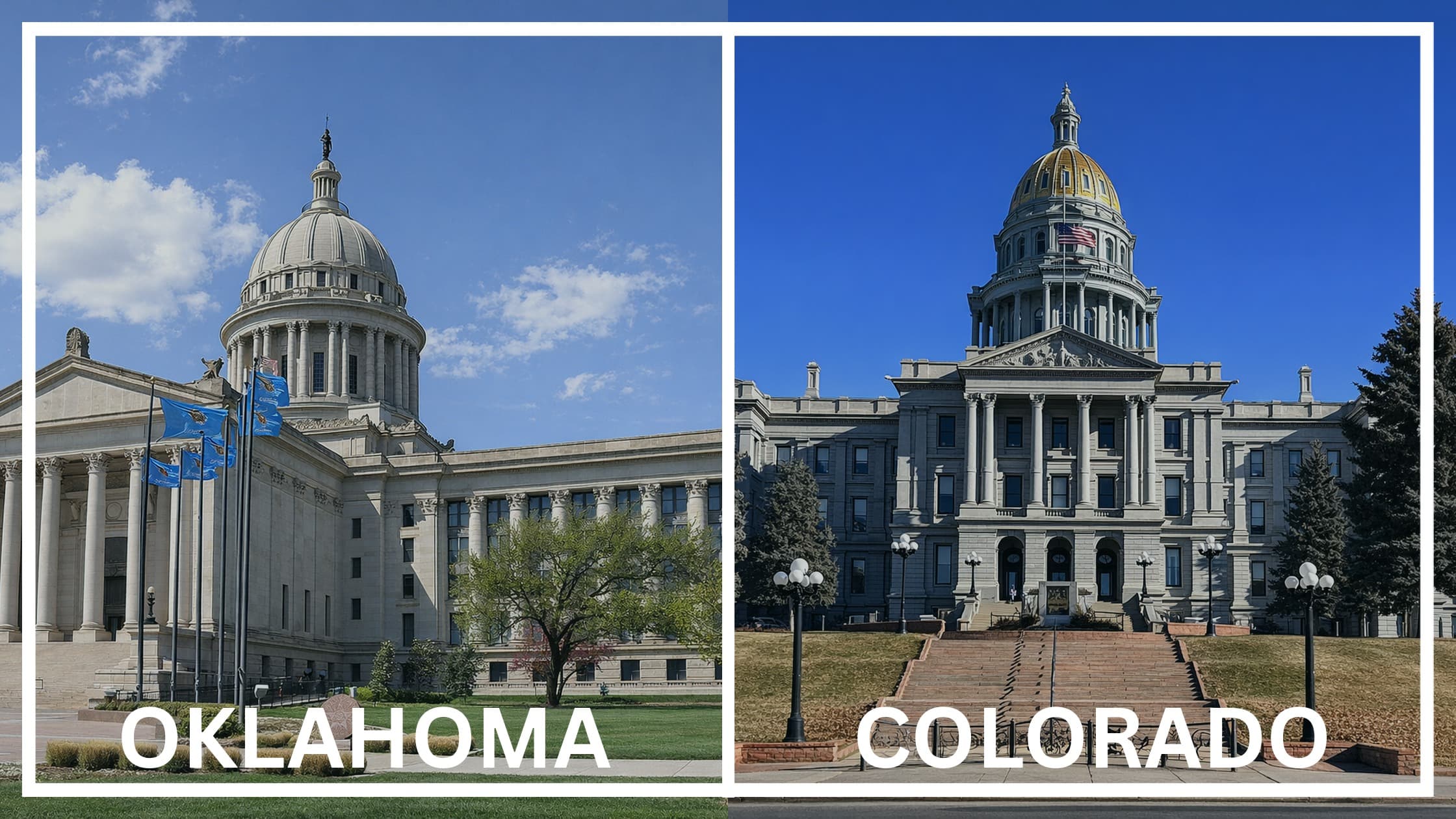 Comparing the state capitol buildings between Oklahoma and Colorado.