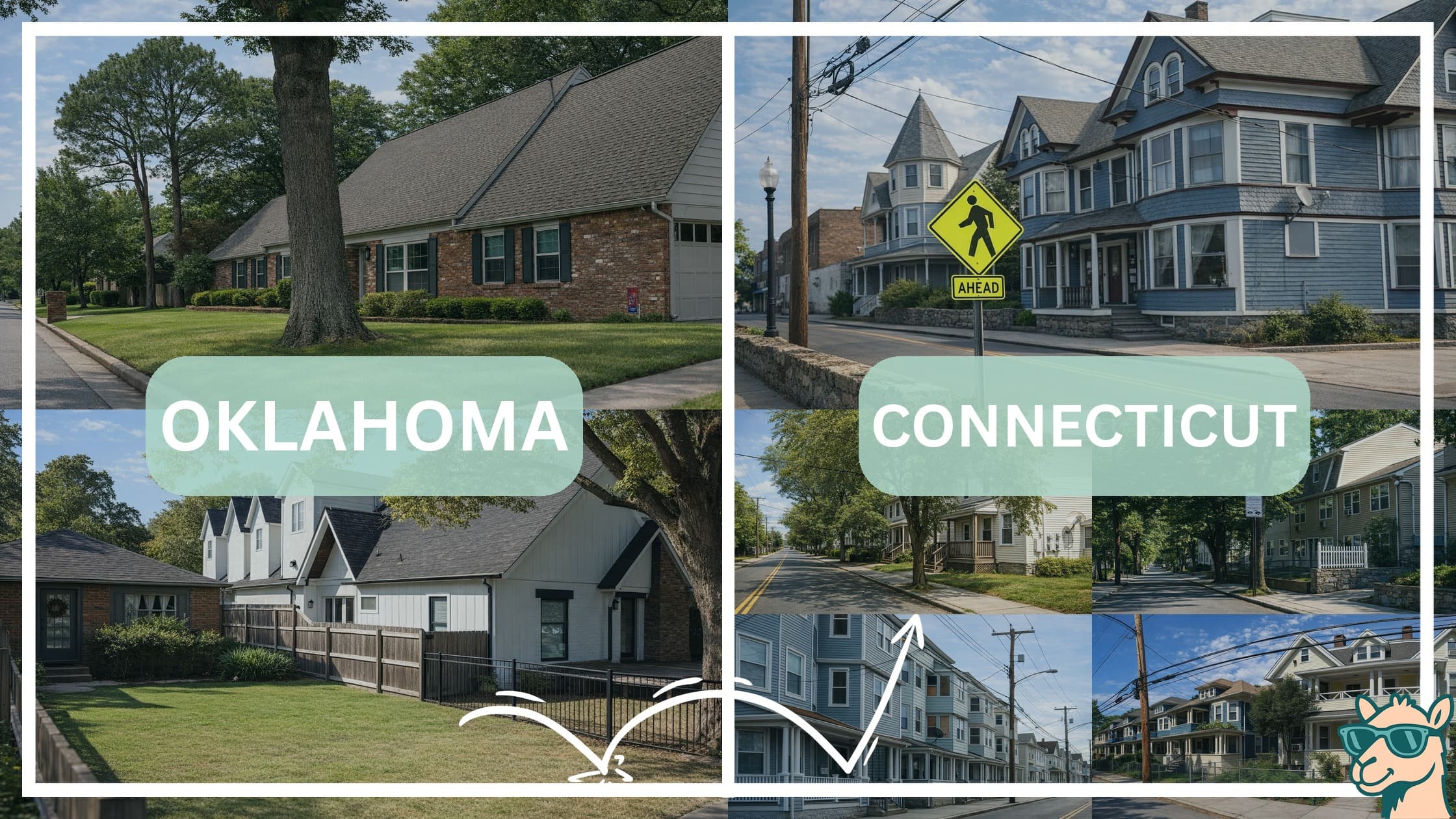 comparison of housing options and types between neighborhoods in Oklahoma and Connecticut