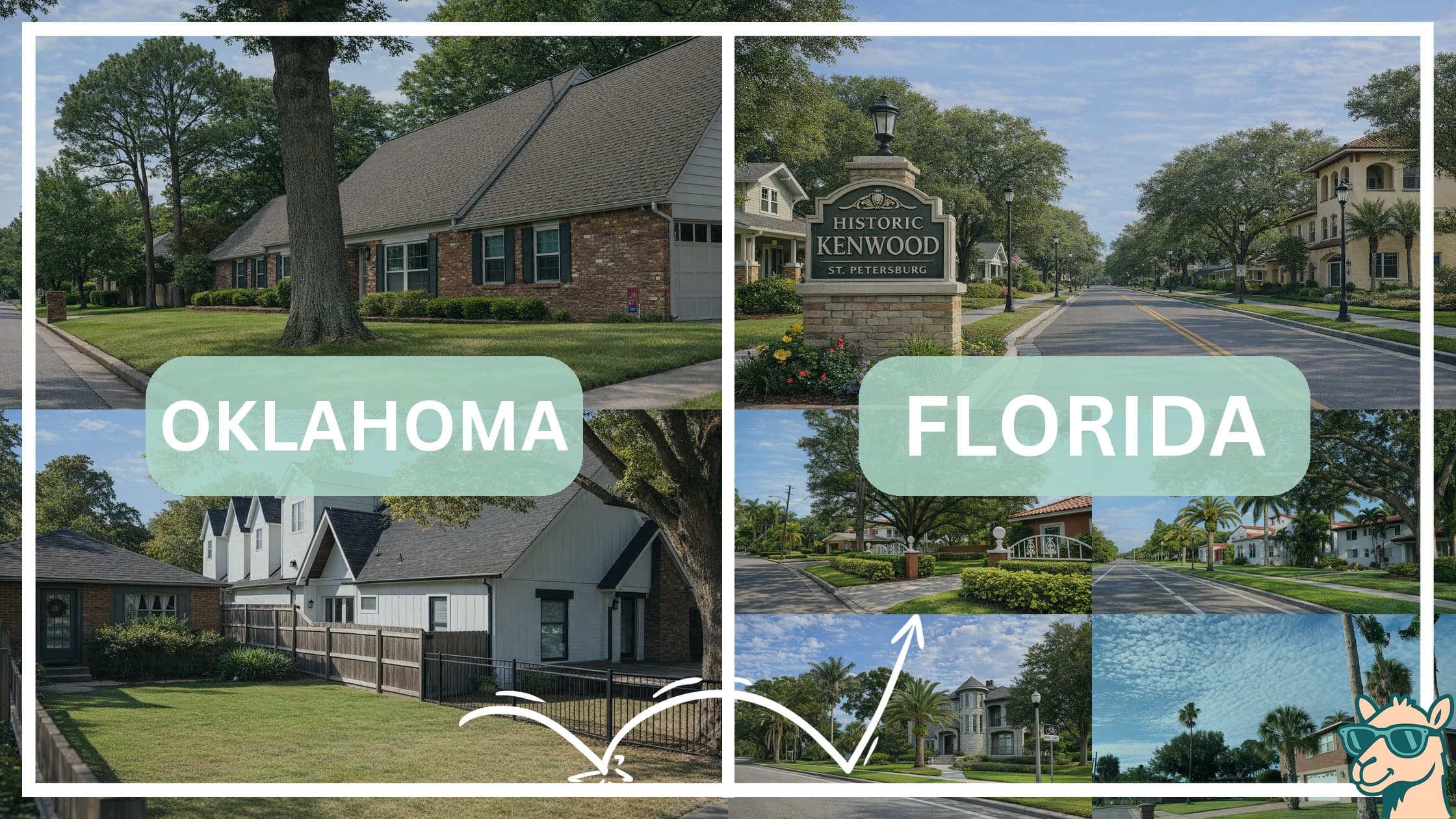 comparison of housing options and types between neighborhoods in Oklahoma and Florida