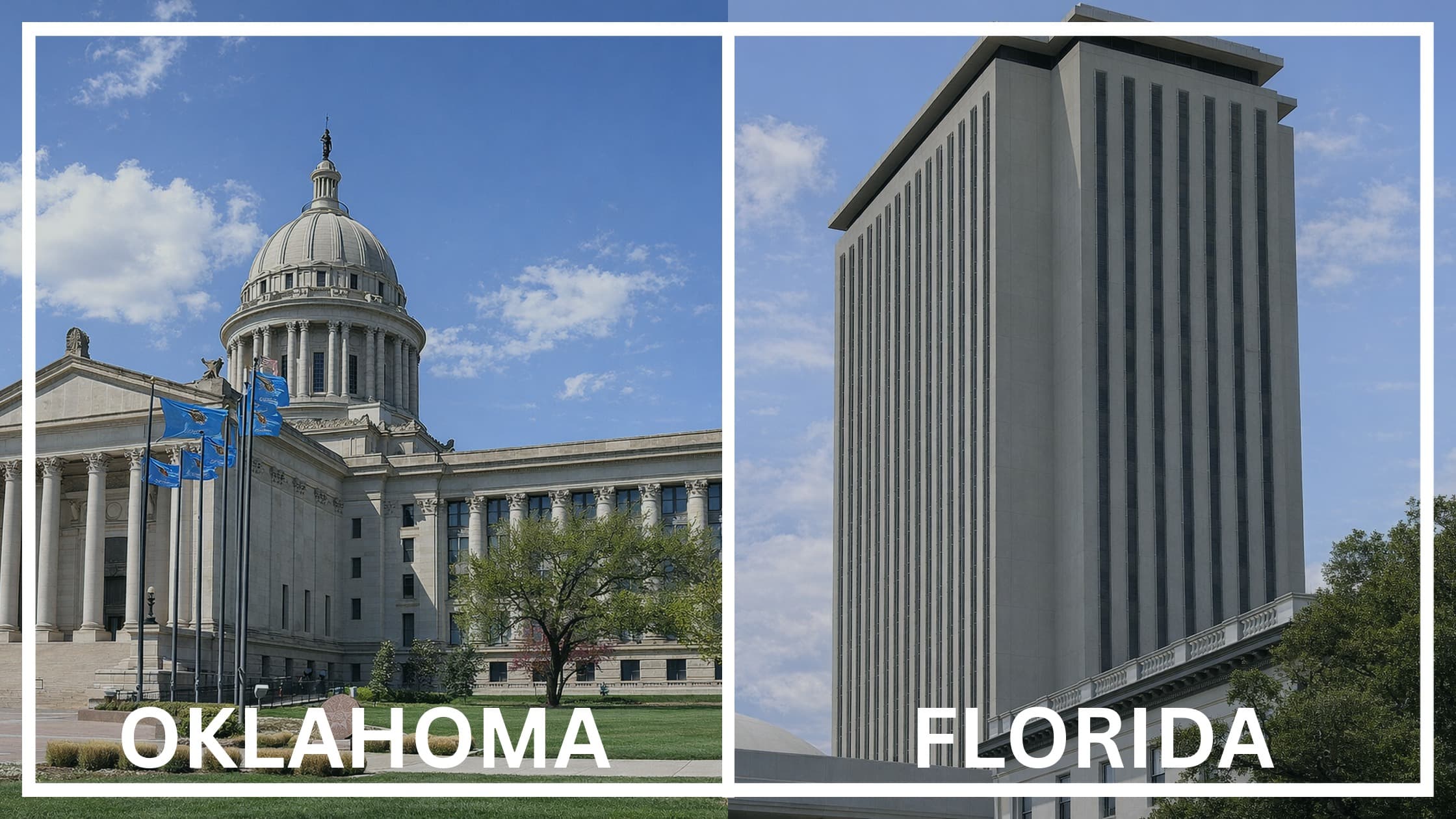 Comparing the state capitol buildings between Oklahoma and Florida.