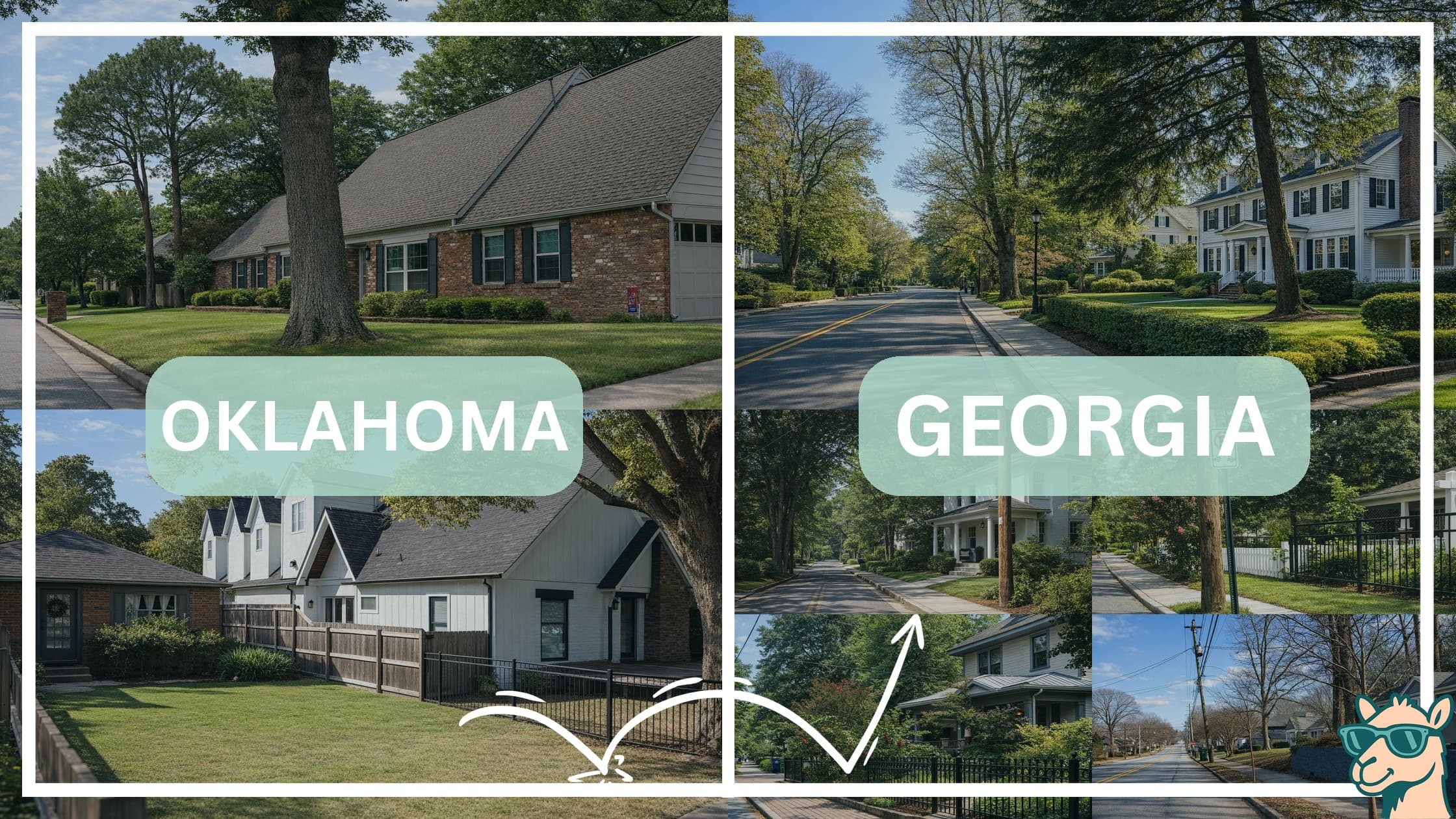 comparison of housing options and types between neighborhoods in Oklahoma and Georgia