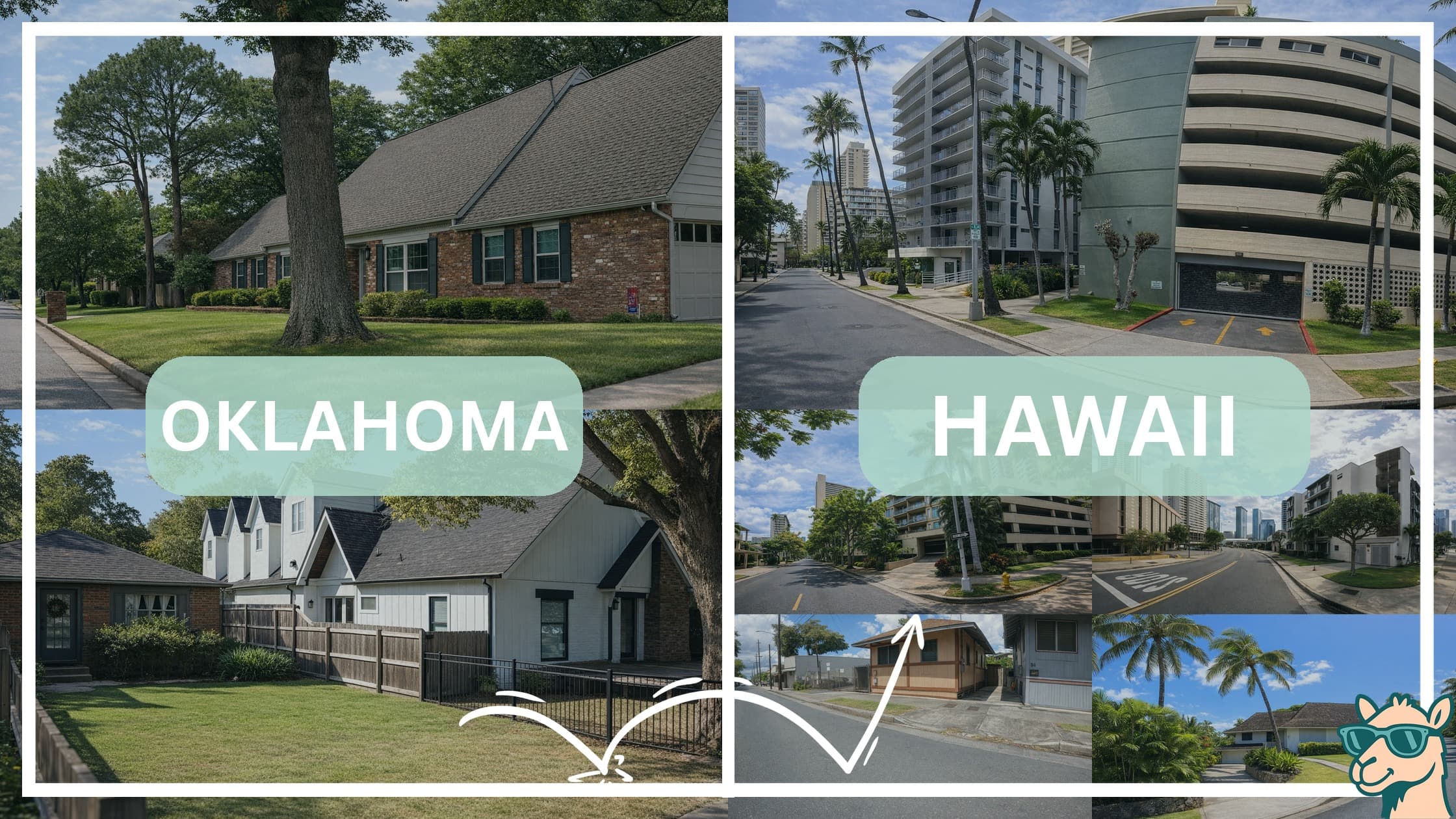 comparison of housing options and types between neighborhoods in Oklahoma and Hawaii
