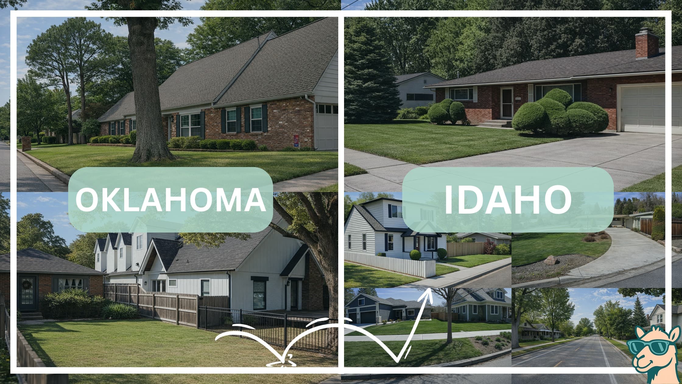 comparison of housing options and types between neighborhoods in Oklahoma and Idaho