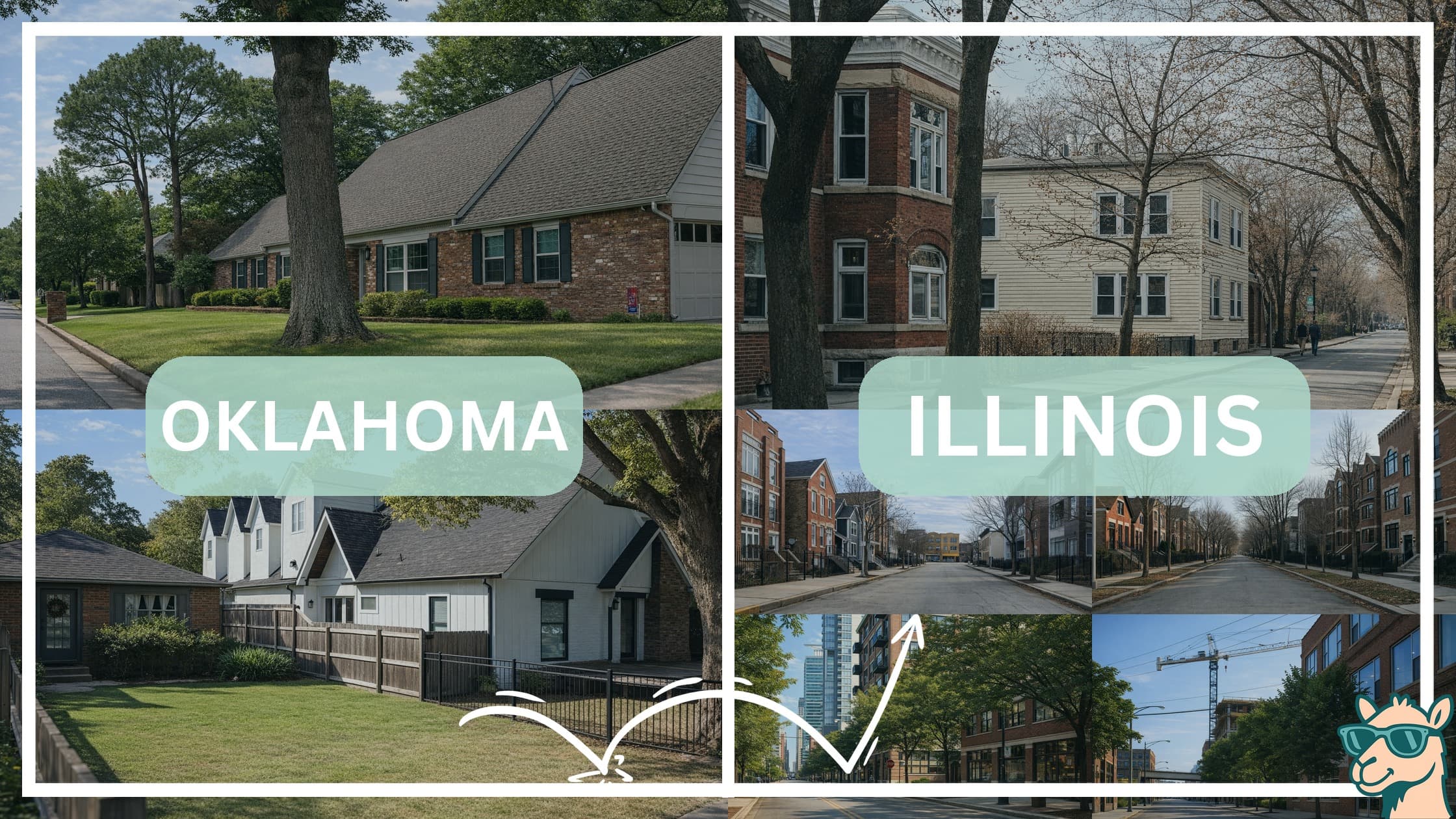 comparison of housing options and types between neighborhoods in Oklahoma and Illinois
