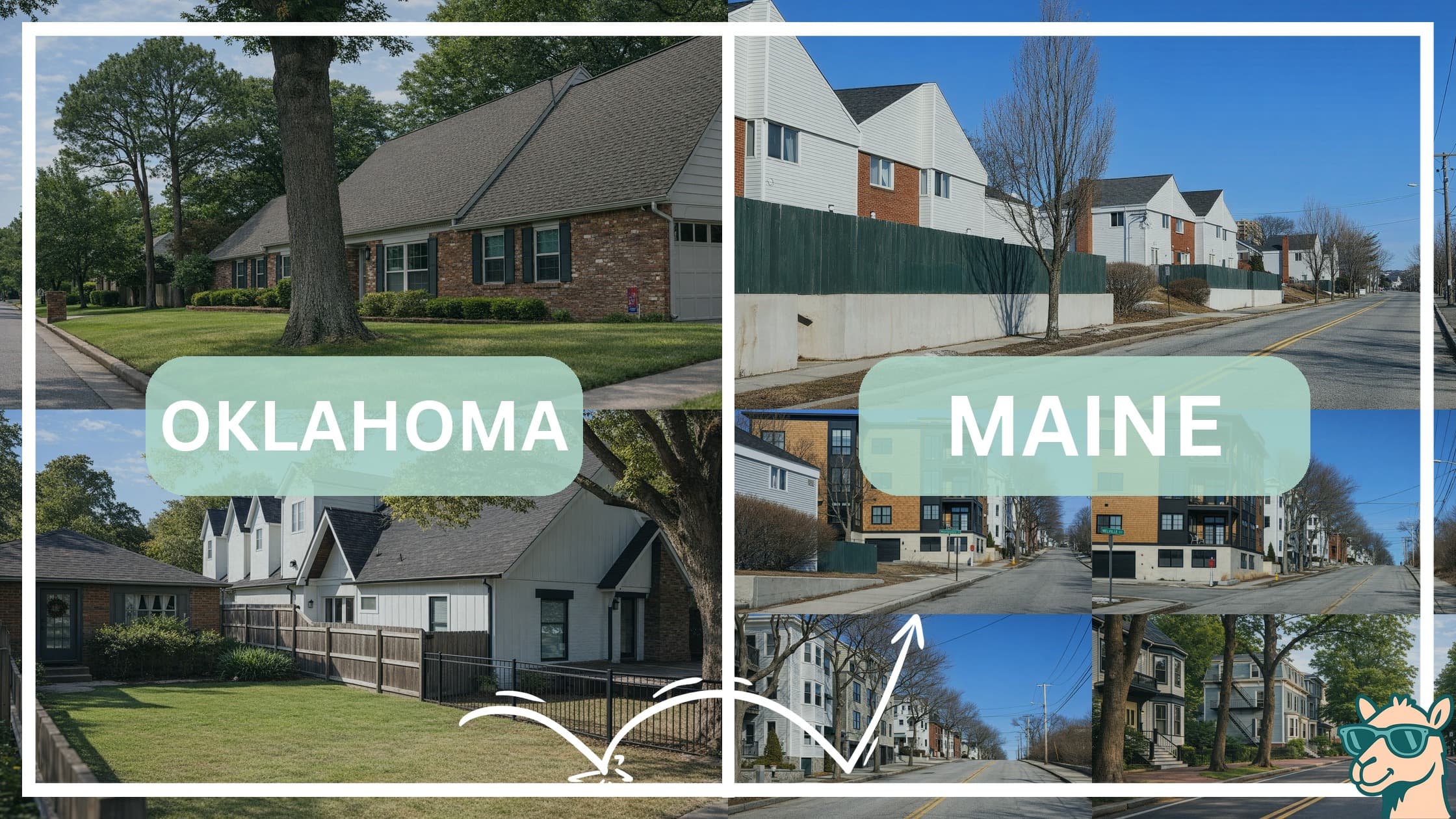 comparison of housing options and types between neighborhoods in Oklahoma and Maine
