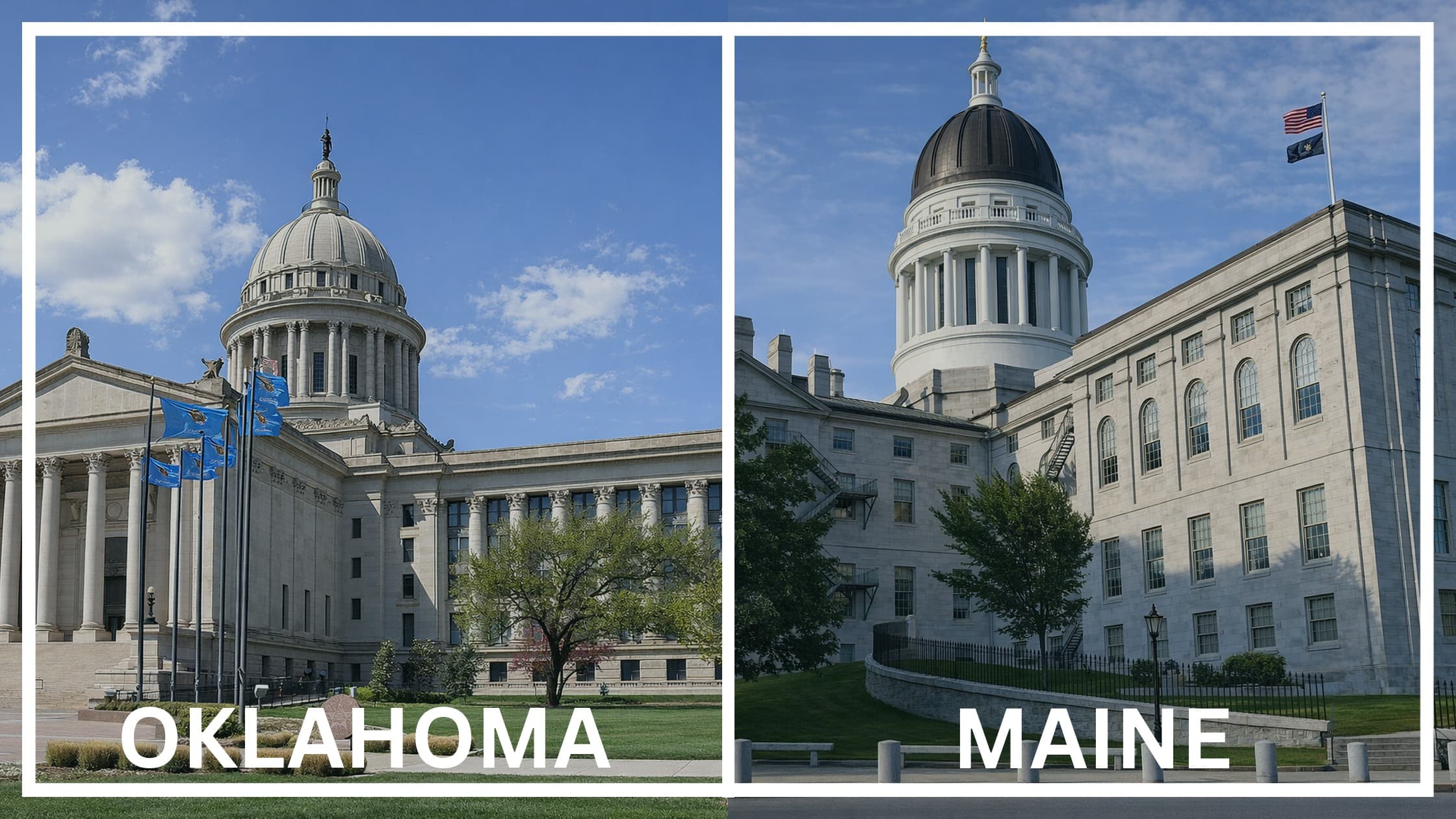 Comparing the state capitol buildings between Oklahoma and Maine.