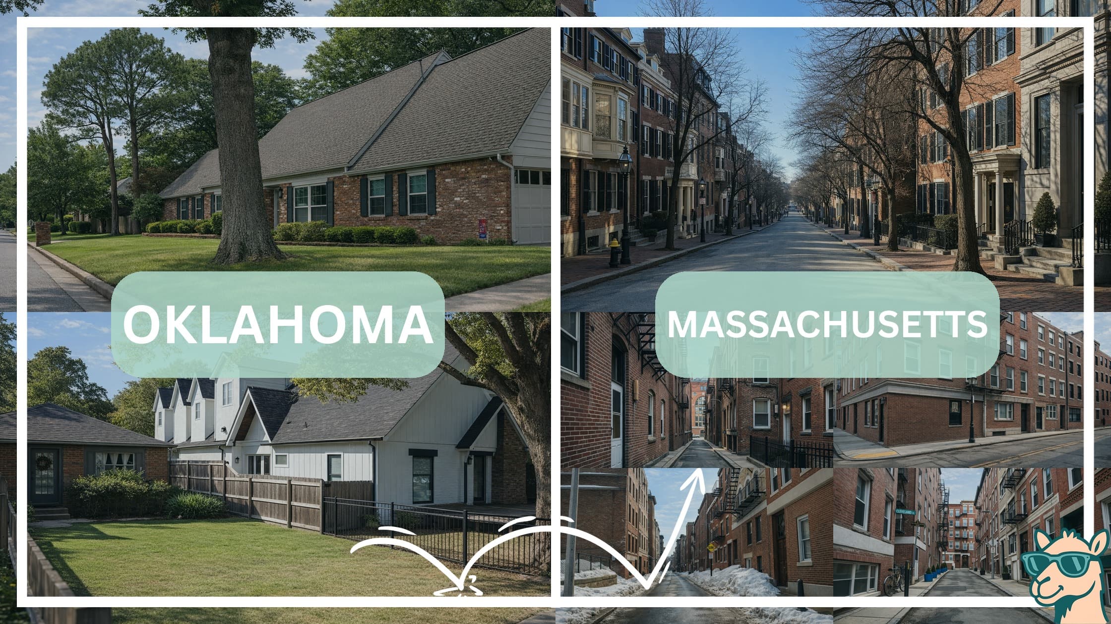 comparison of housing options and types between neighborhoods in Oklahoma and Massachusetts