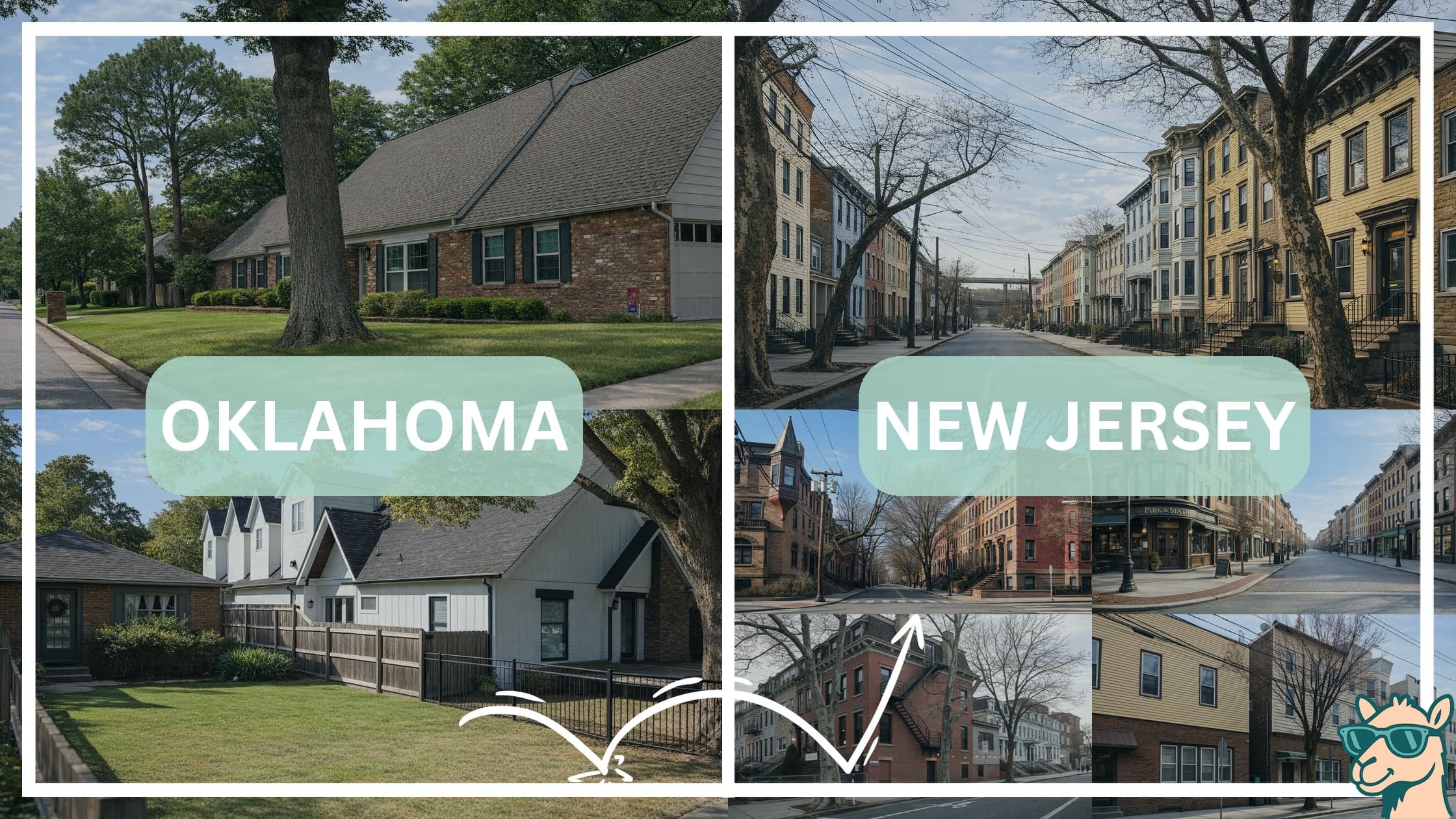 comparison of housing options and types between neighborhoods in Oklahoma and New Jersey