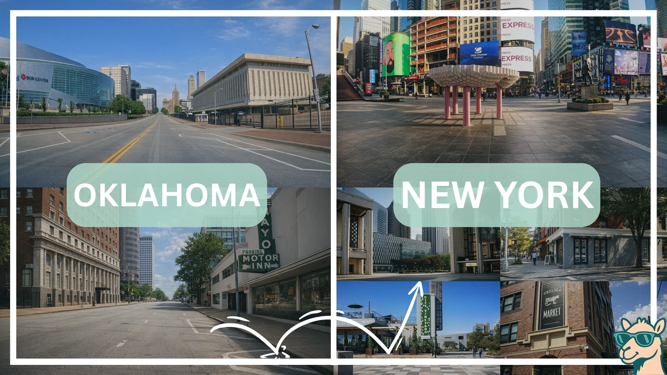 comparison of hotspots between neighborhoods in Oklahoma and New York