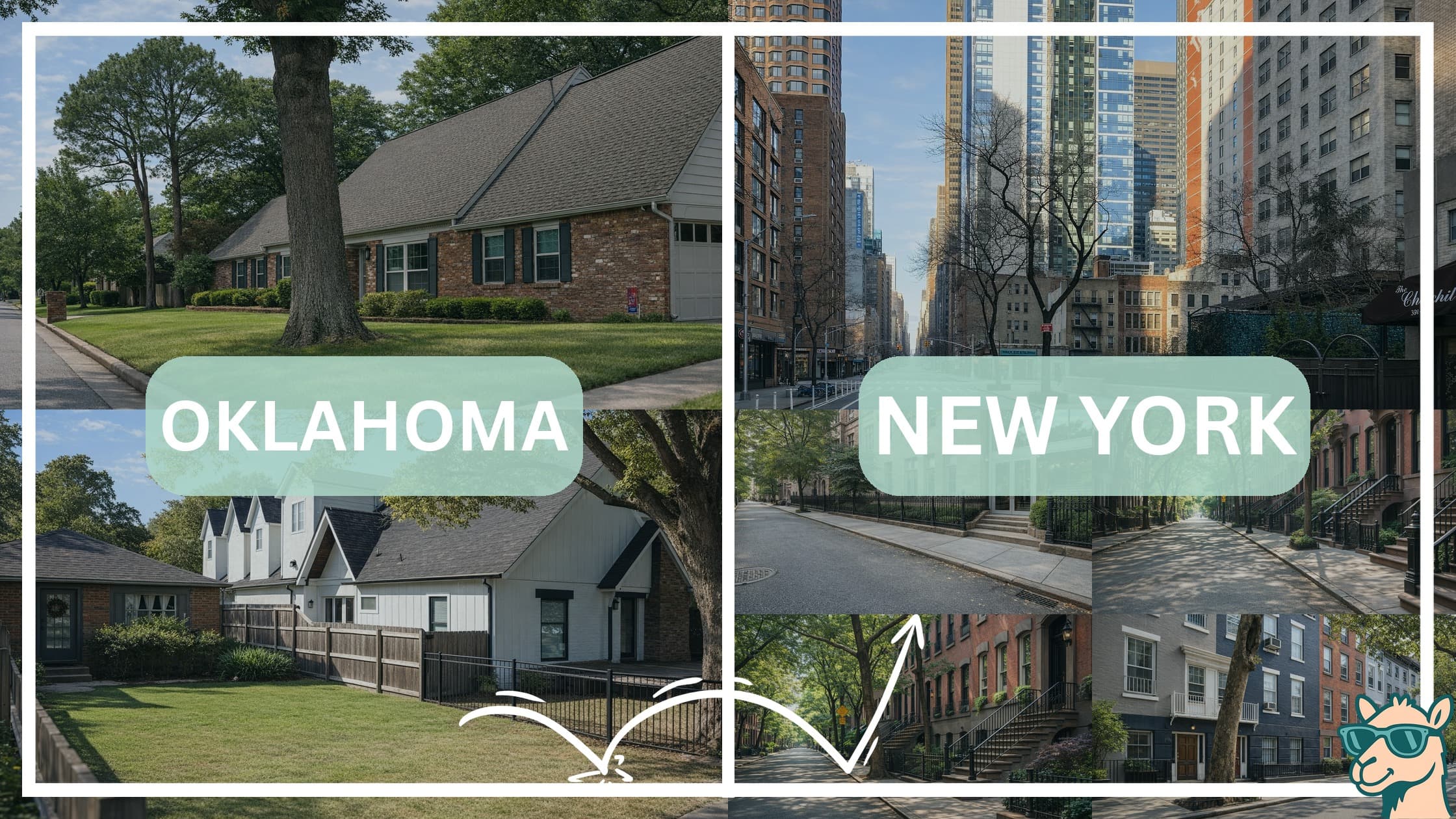 comparison of housing options and types between neighborhoods in Oklahoma and New York