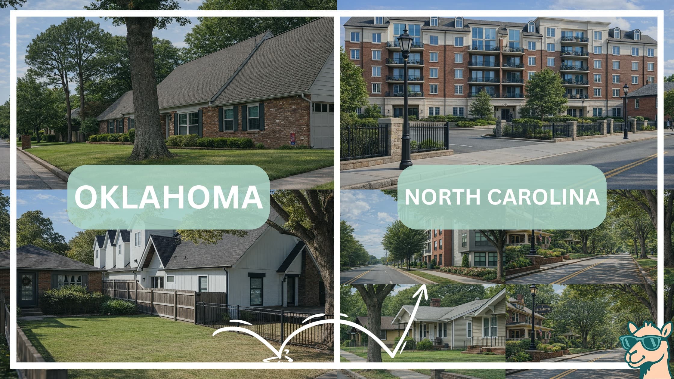 comparison of housing options and types between neighborhoods in Oklahoma and North Carolina